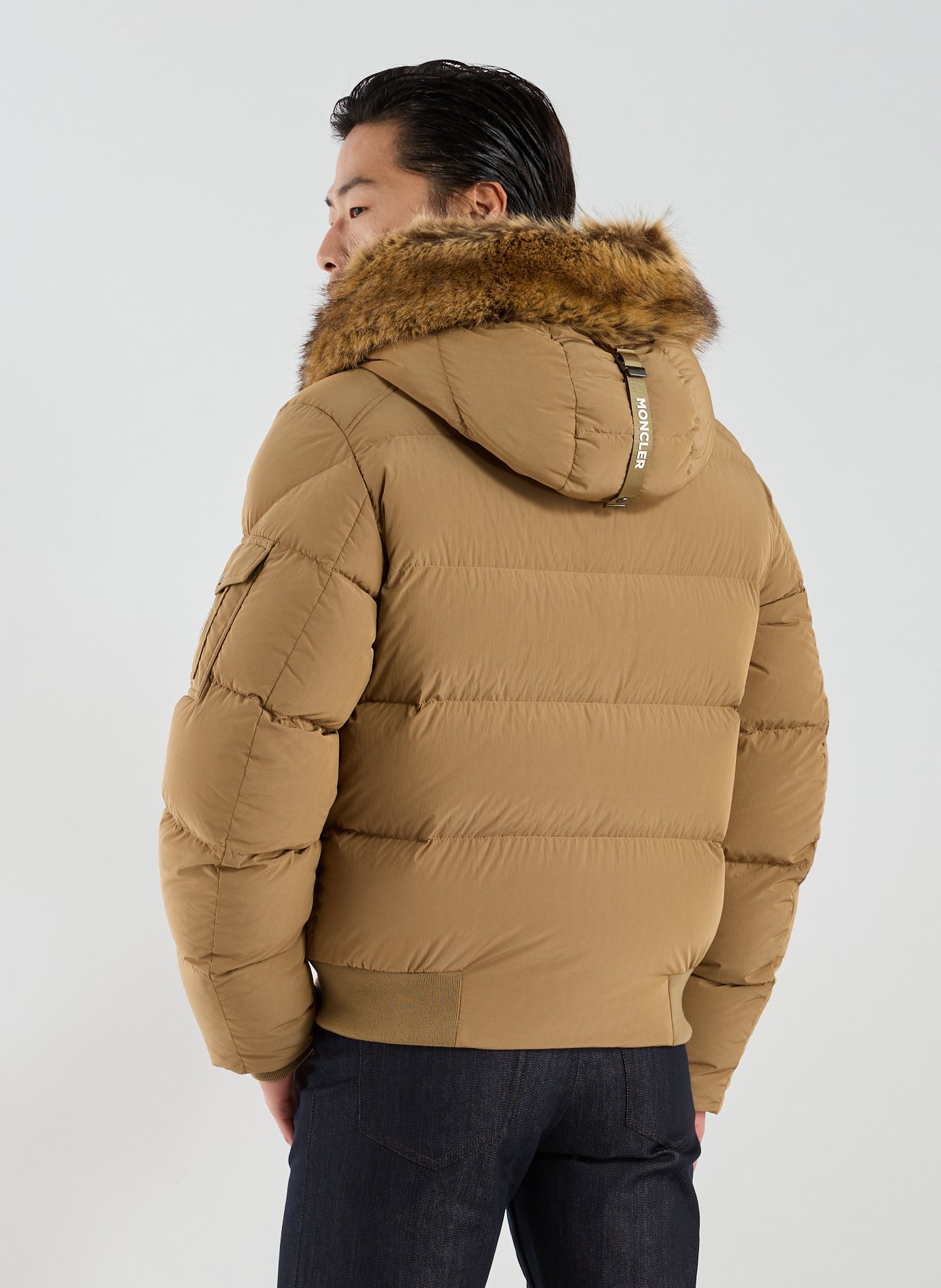 Hooded down jacket MONCLER Beige