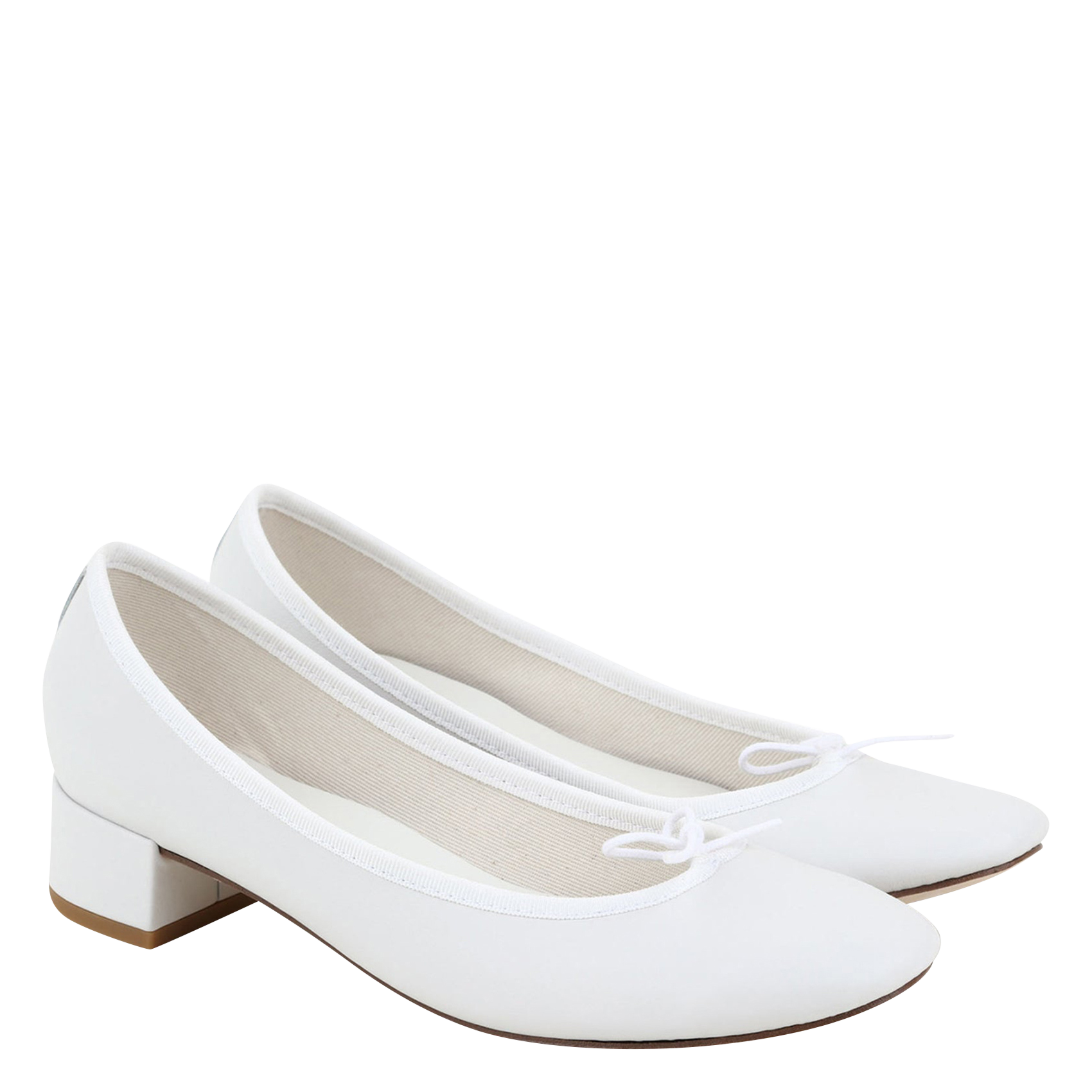 Ballerines à petits talons en cuir camille REPETTO Blanc