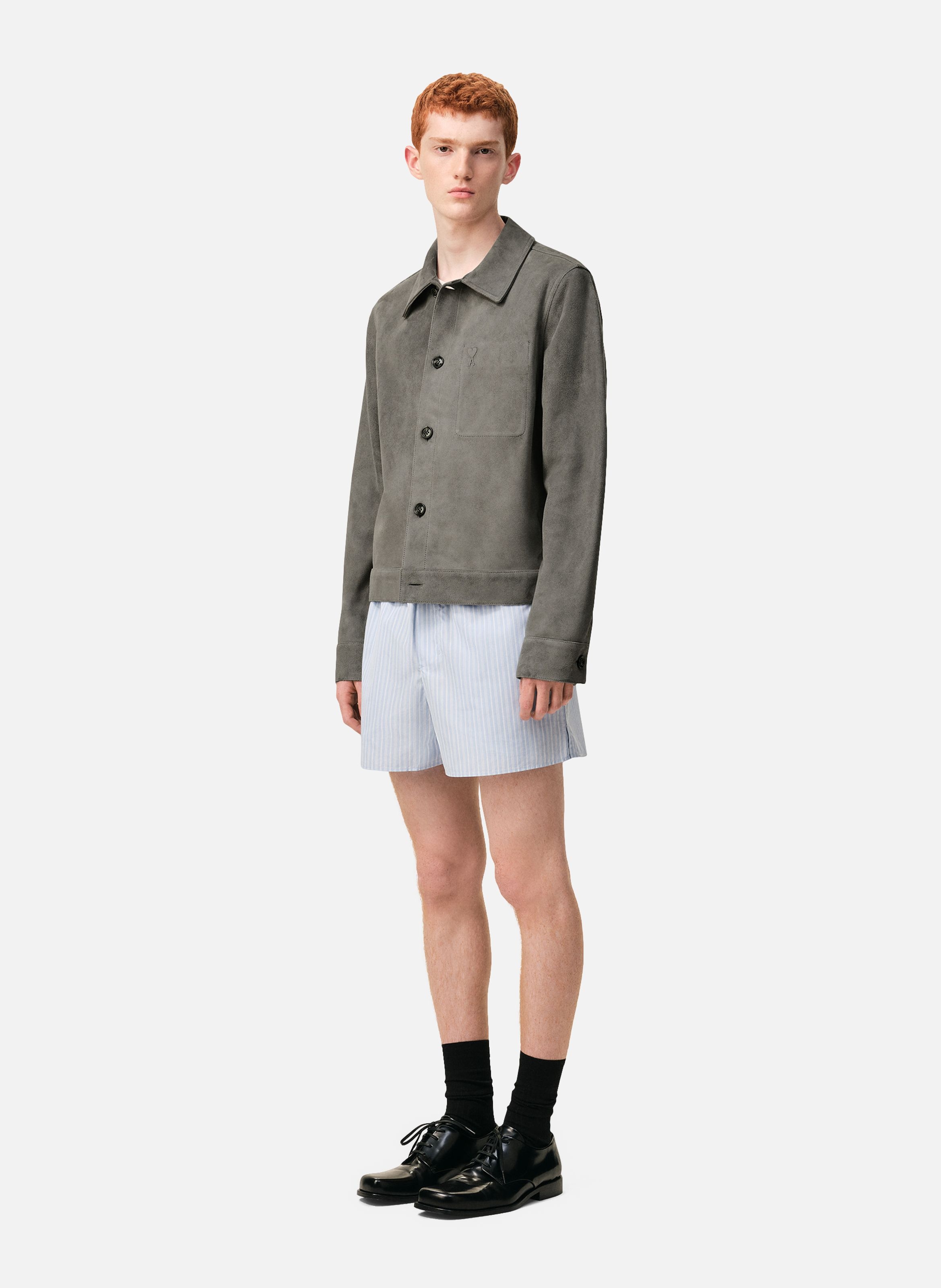 Veste boutonnée ami de coeur en cuir Gris