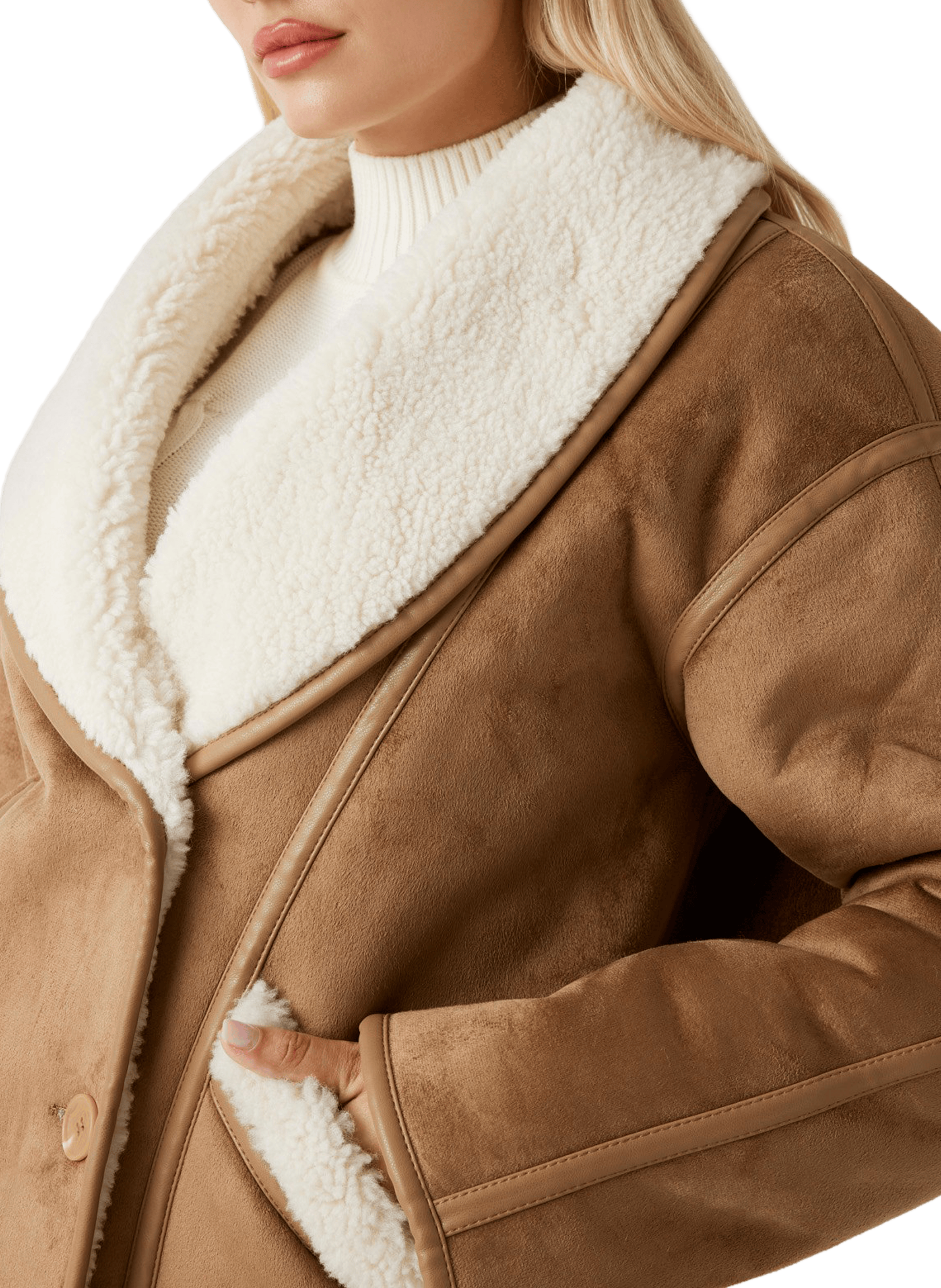 Manteau suédé col châle GUESS Multicolore