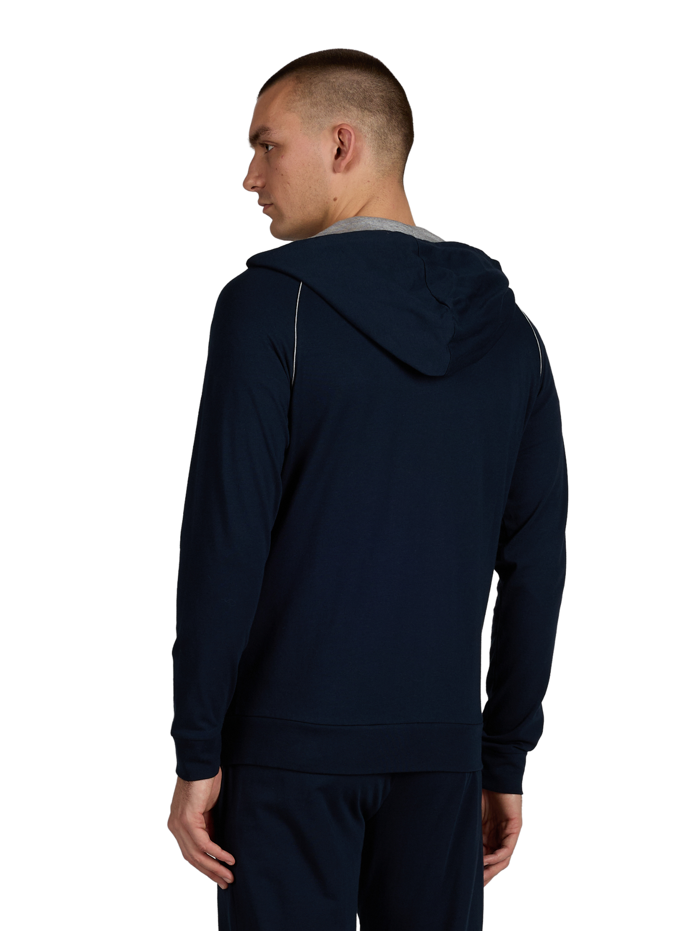 Sweat zippé à capuche en coton mélangé BOSS Bleu