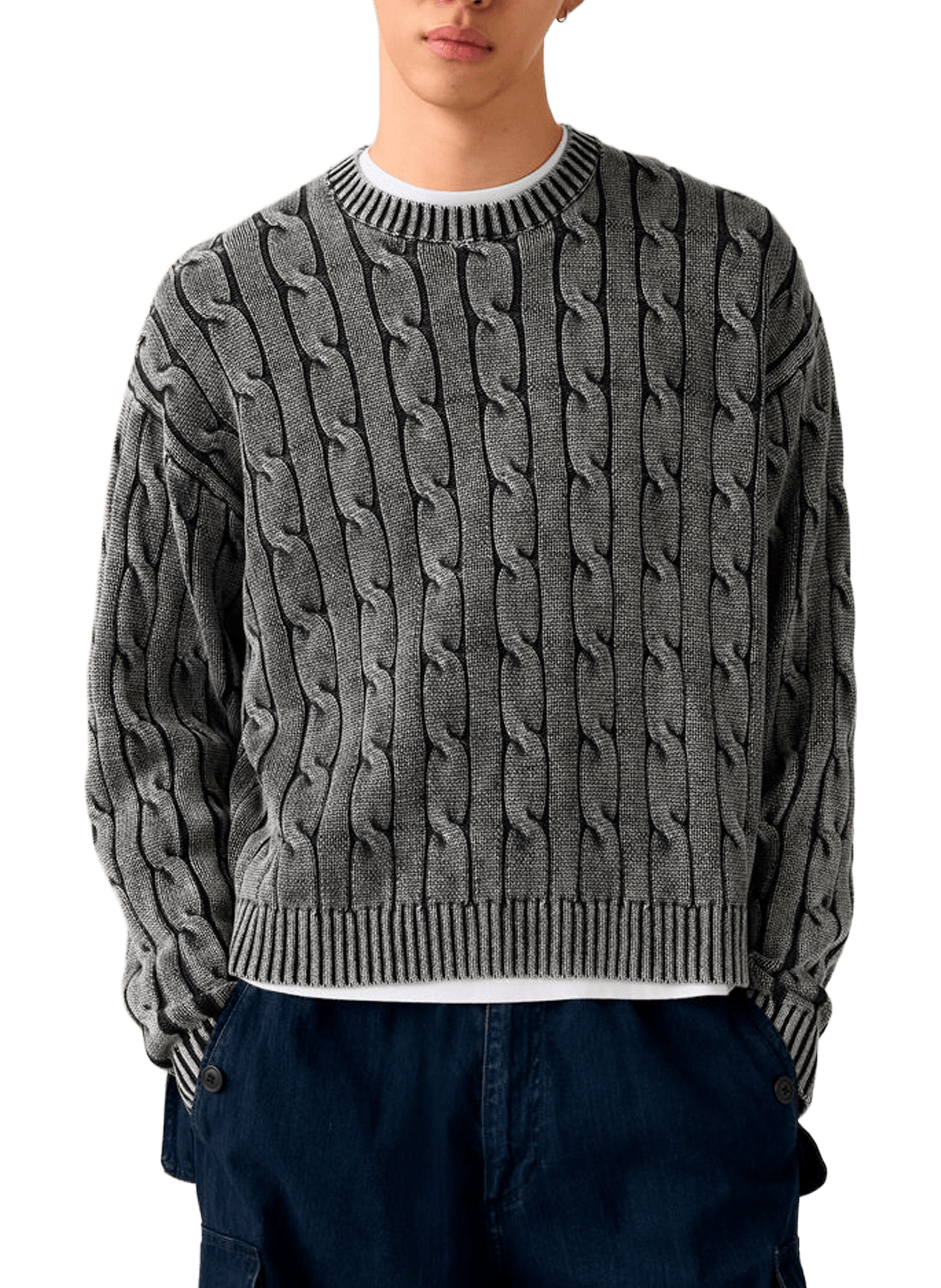 Pull droit torsadé en coton LEVI'S Noir