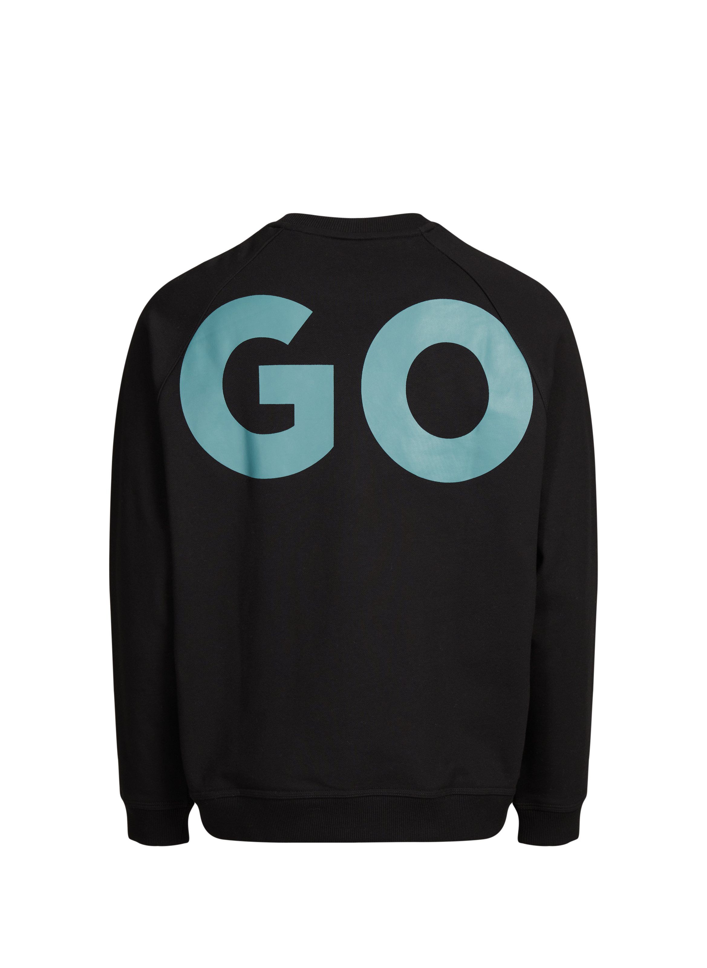 Printed round neck cotton sweatshirt HUGO BLUE Black