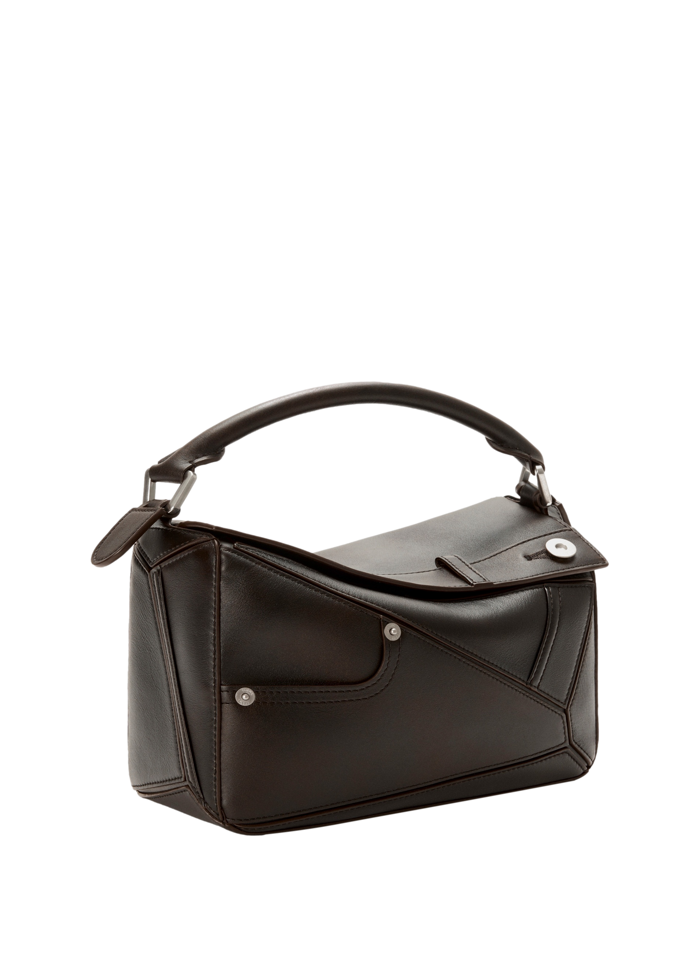 Petit sac Puzzle Panta en cuir de veau brillant LOEWE Noir