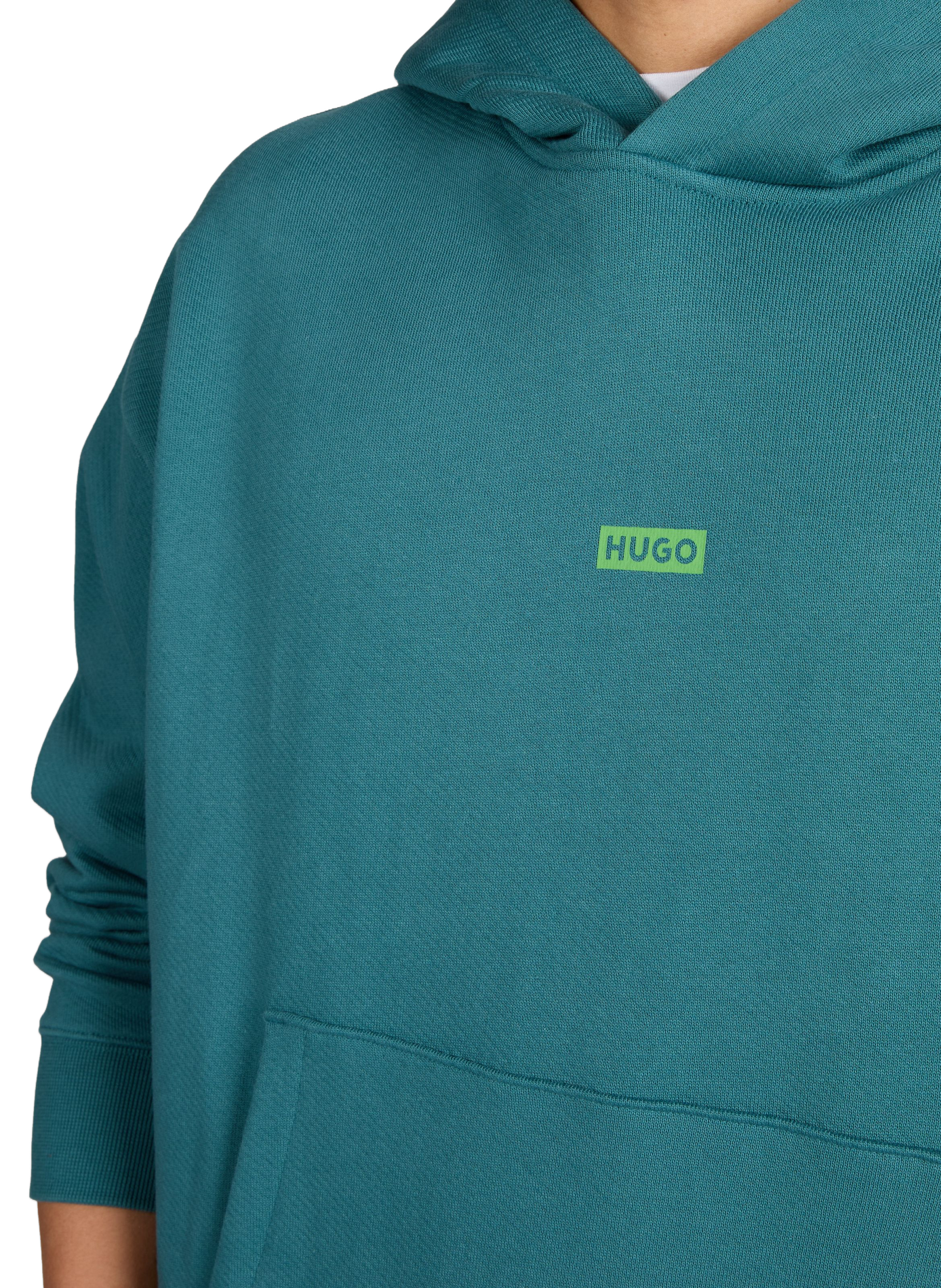 Oversized cotton hoodie HUGO BLUE Blue