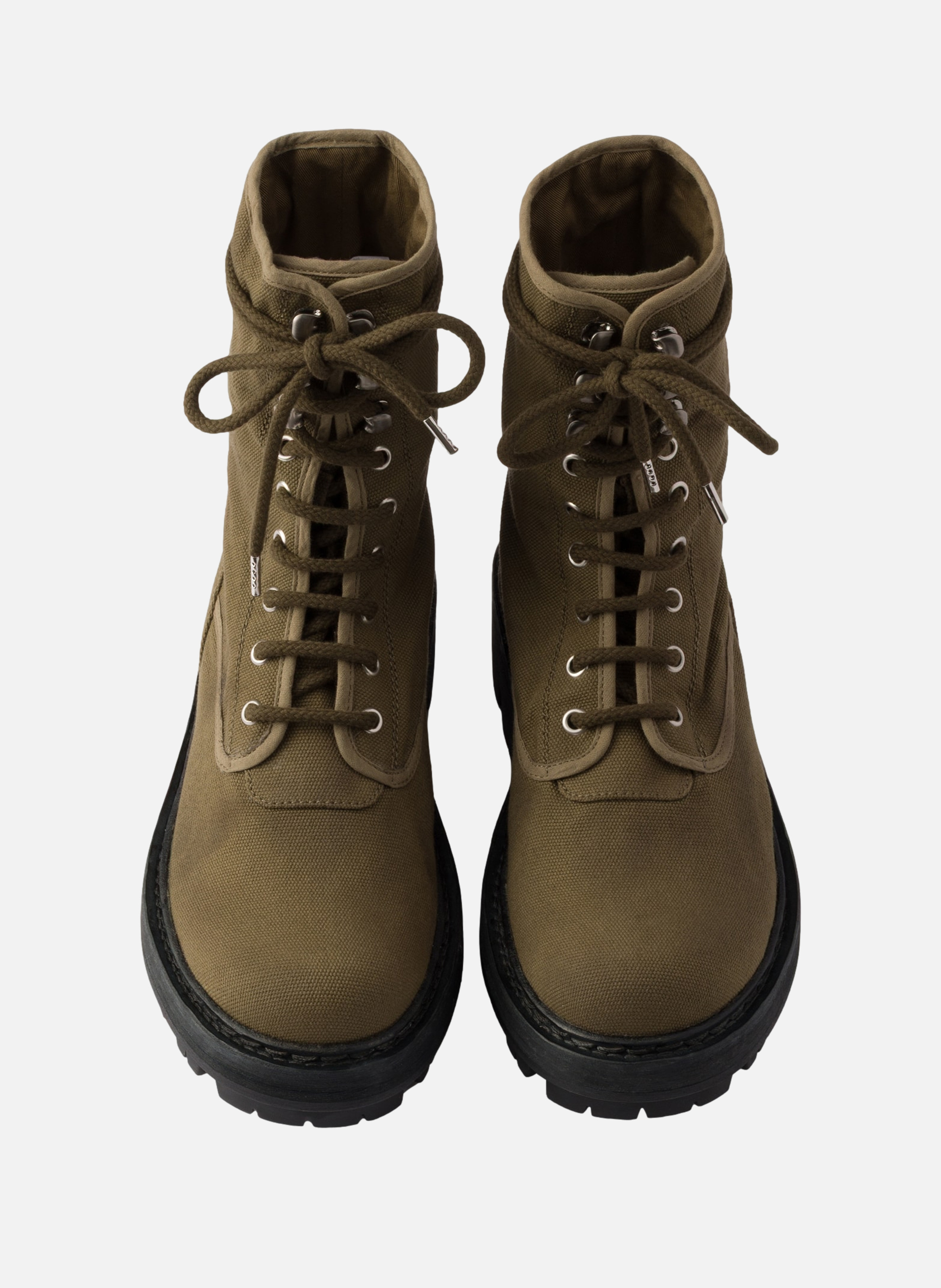 Bottines à lacets en toile PRADA Vert