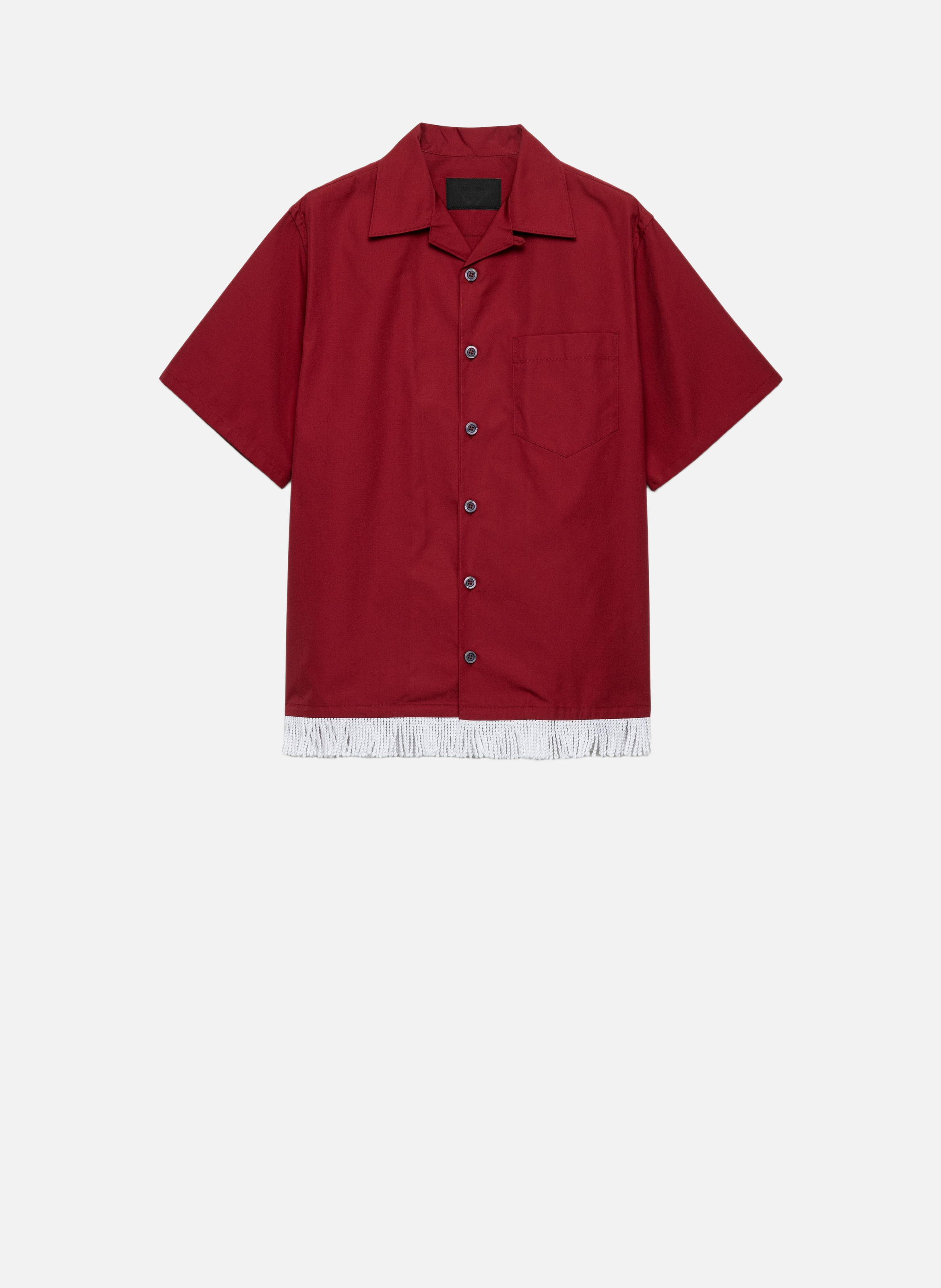 Chemise bowling à franges en mélange de coton PRADA Rouge