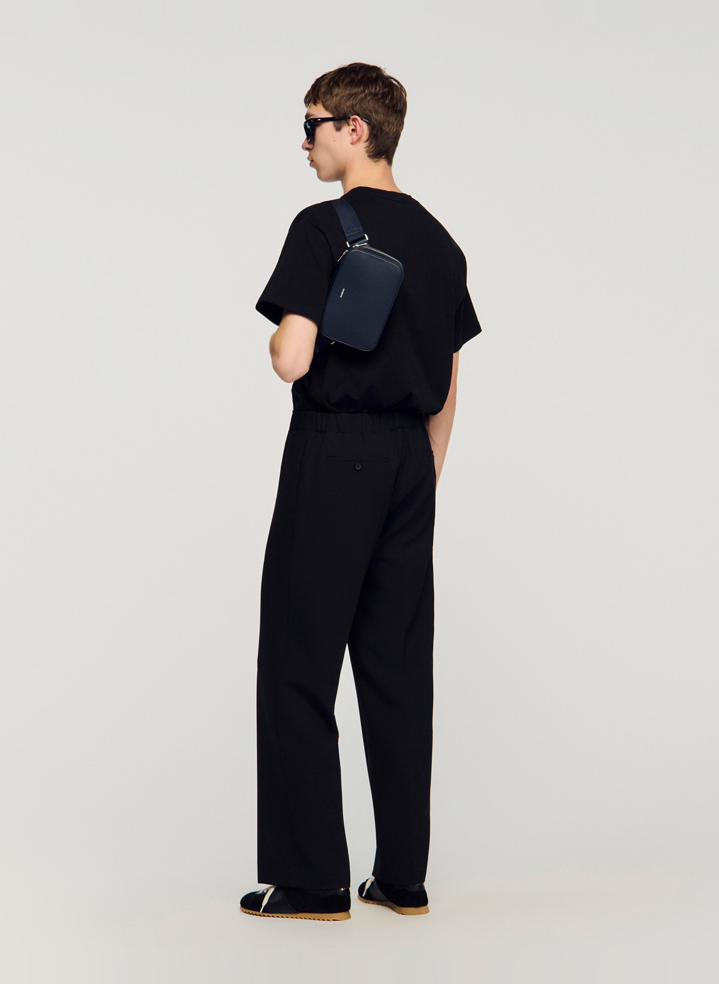 Sac banane en cuir SANDRO Bleu