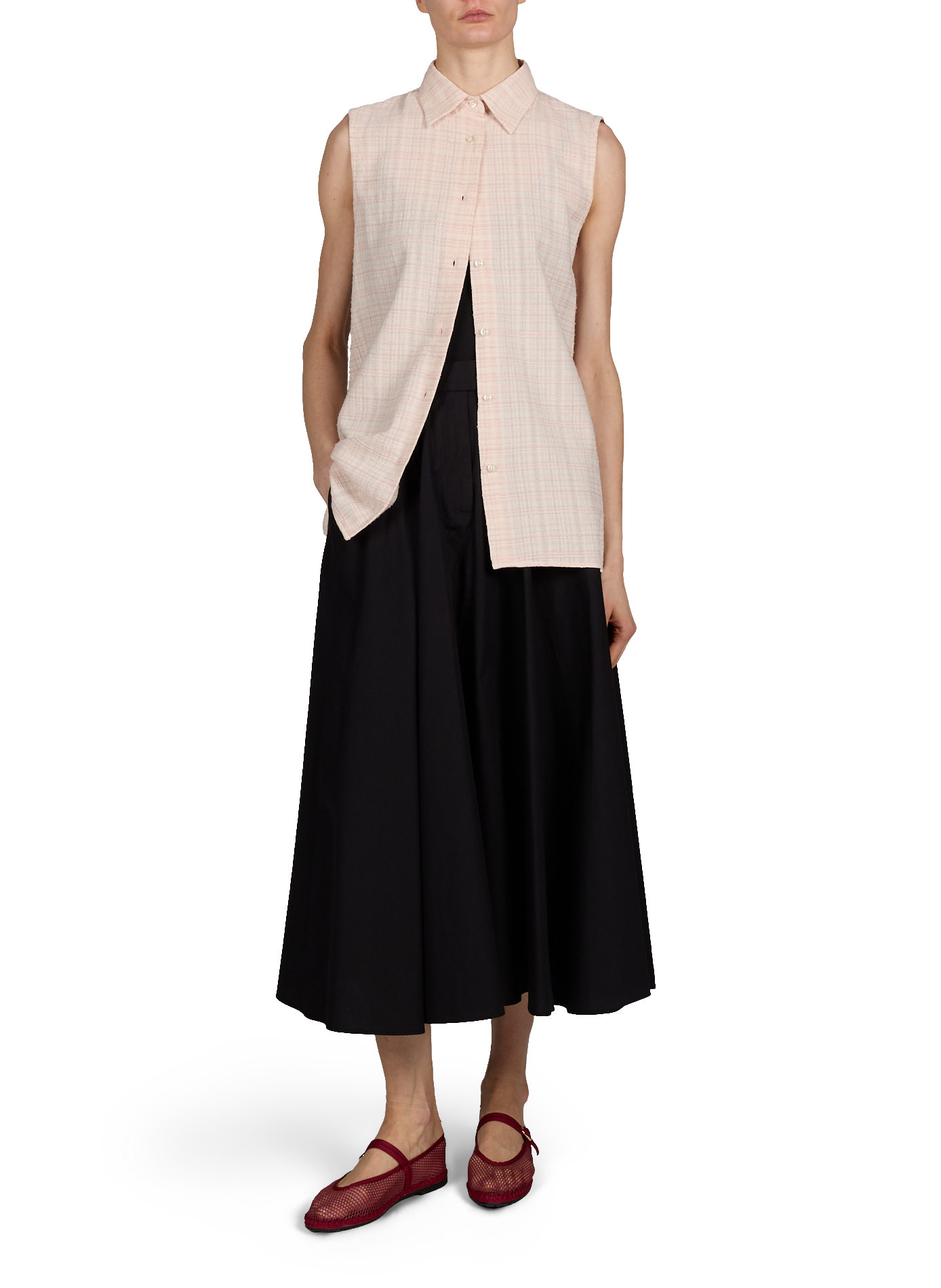 Top sans manches boutonné à rayures OFFICINE GENERALE Rose