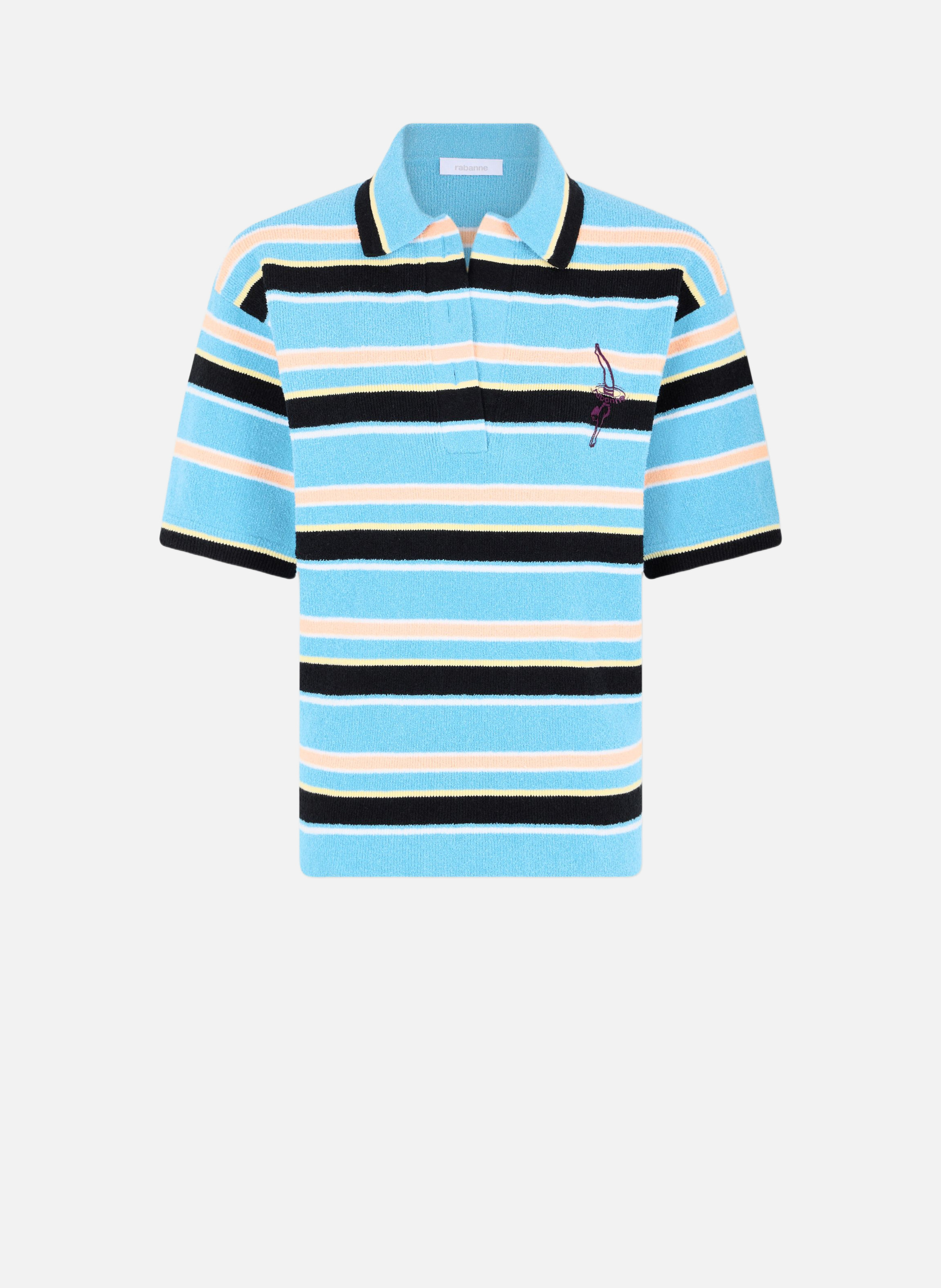 Polo en maille éponge rayée RABANNE Bleu
