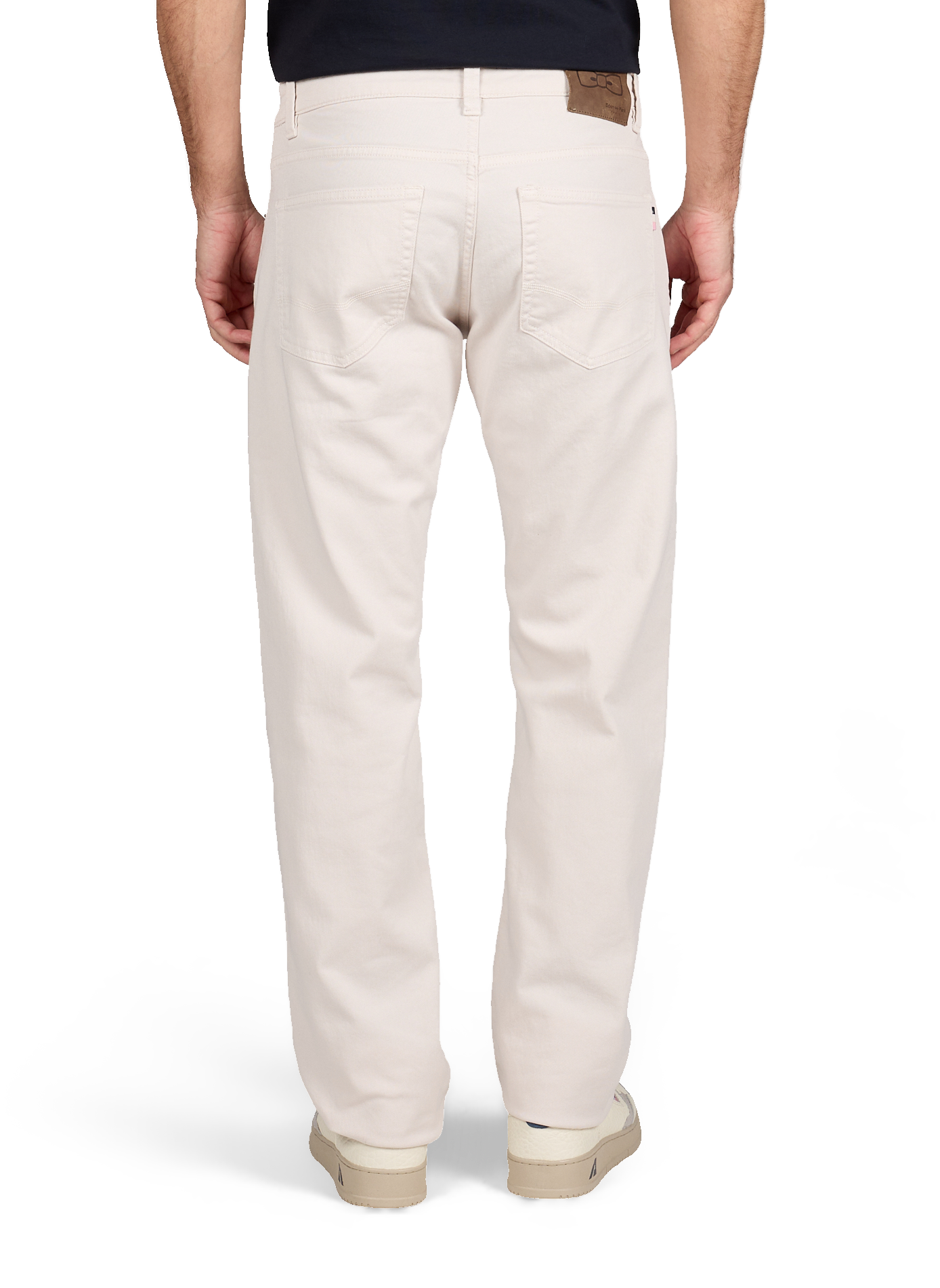 High-waisted solid straight-leg jeans EDEN PARK Beige