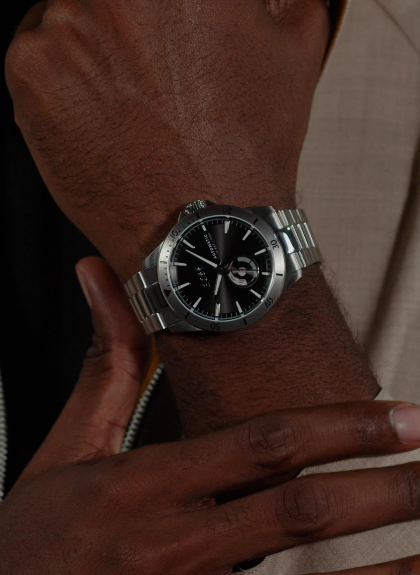 Montre quartz Troper Automatique en acier inoxydable BOSS MONTRES Noir