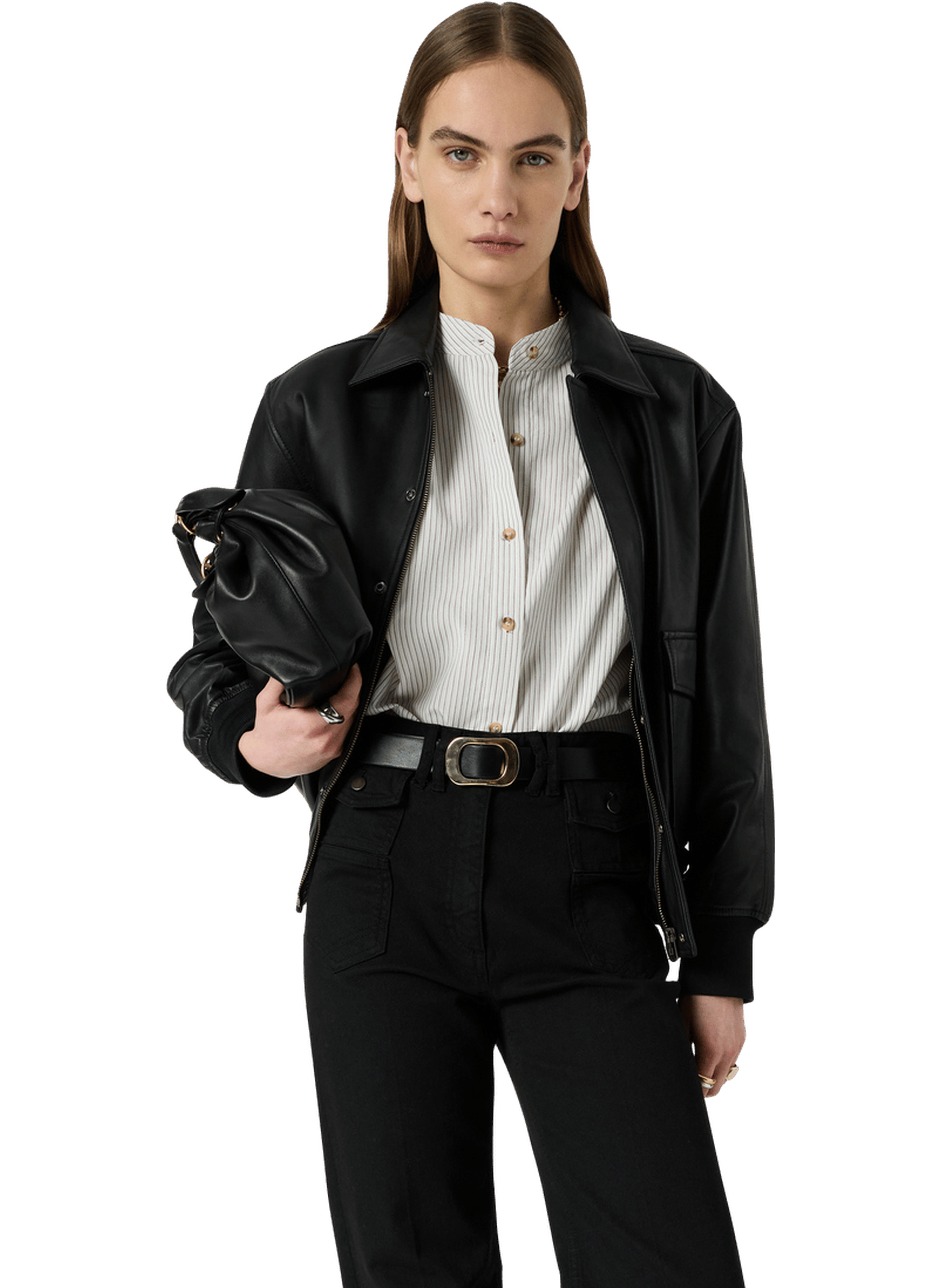 Chemise rayée à col rond - calixte GERARD DAREL Beige