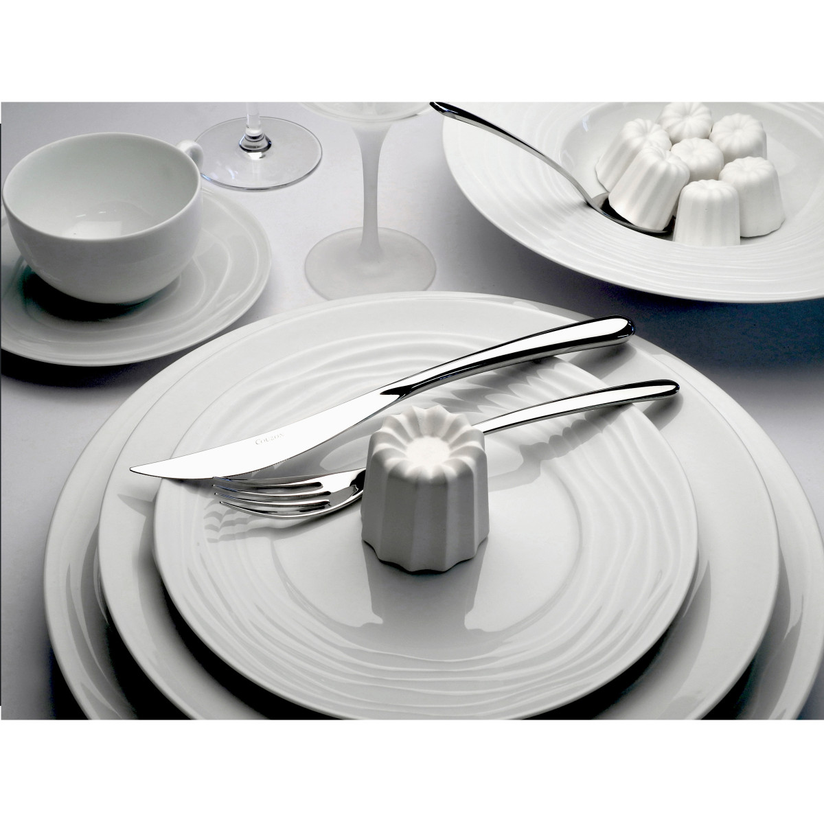 Onde - assiette à dessert 21.5 cm (lot de 6) MEDARD DE NOBLAT Blanc