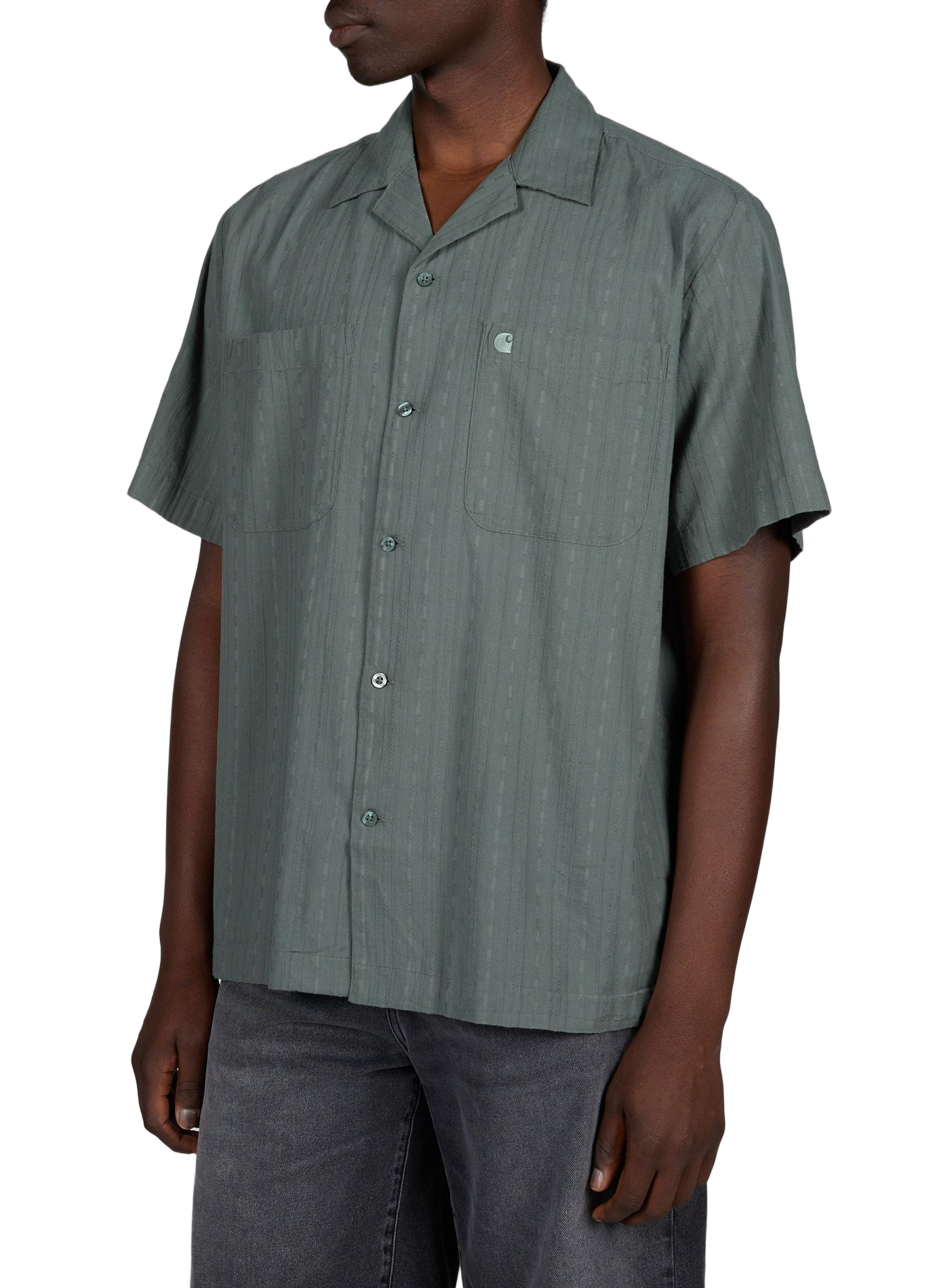 Chemise col cubain à manches courtes en coton CARHARTT WIP Vert