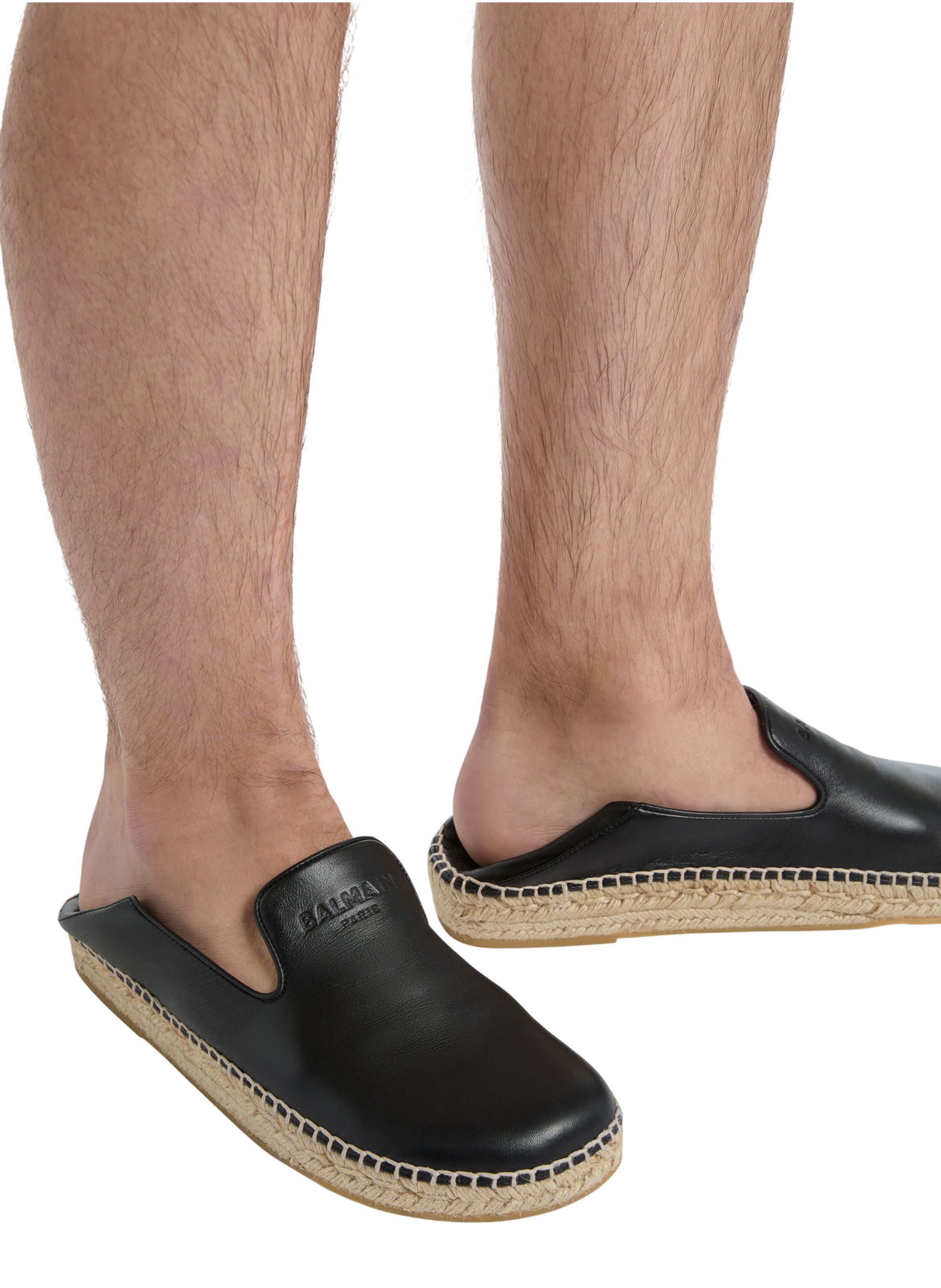 Espadrilles en cuir lisse BALMAIN Noir