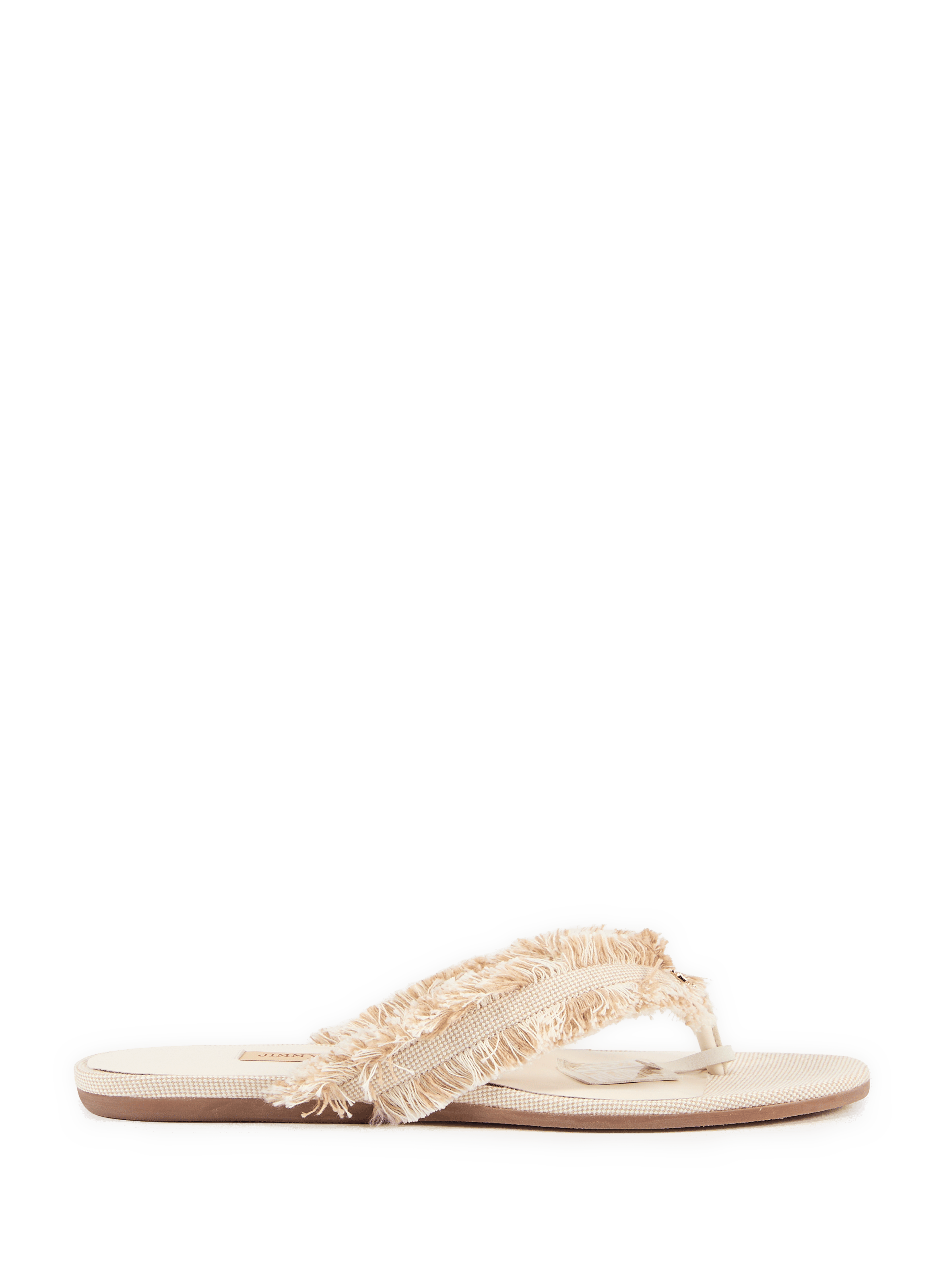 Bay Flat soft frayed canvas flat sandals JIMMY CHOO Beige