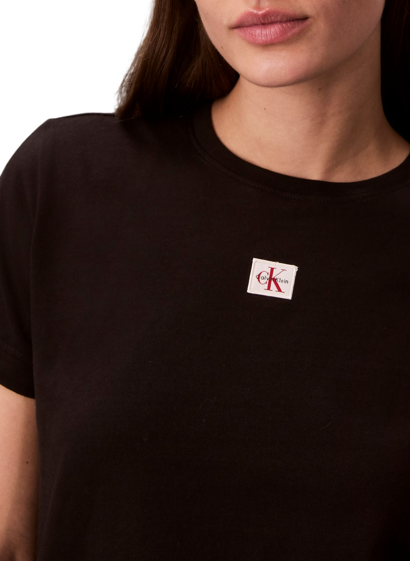 T-shirt à col rond en coton CALVIN KLEIN Noir