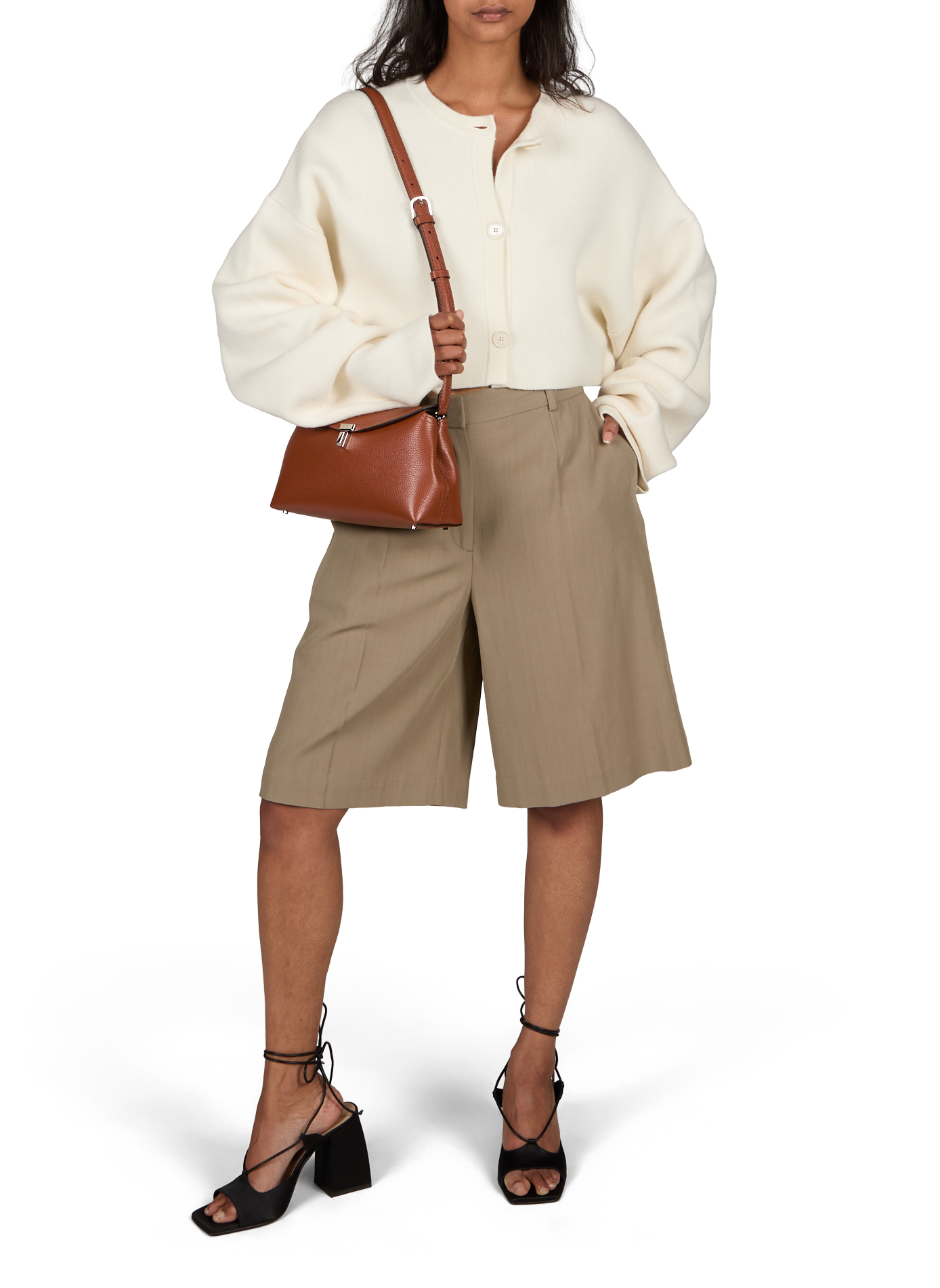 Removable leather shoulder bag TOTEME Brown