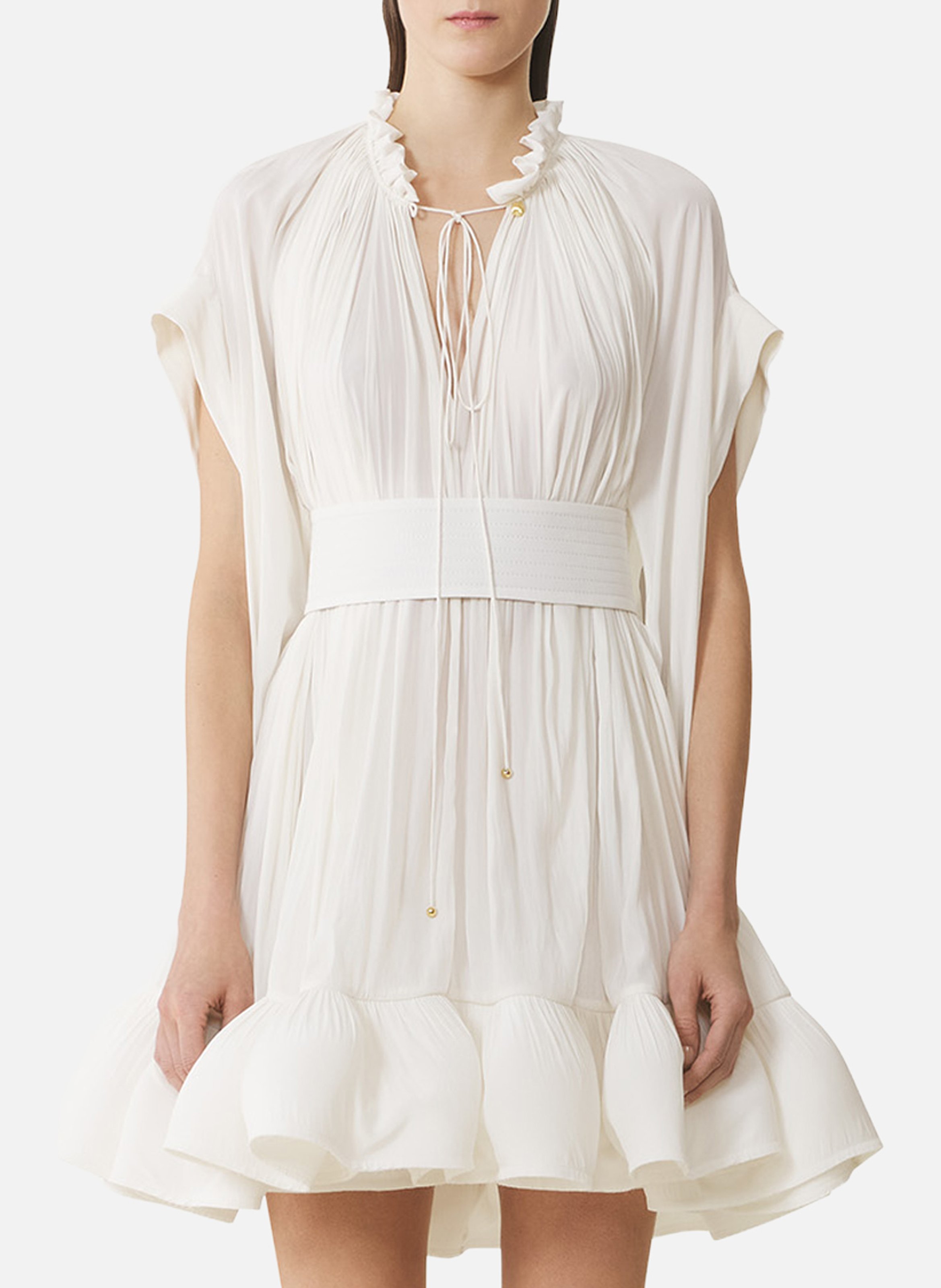 Robe courte en charmeuse LANVIN Blanc