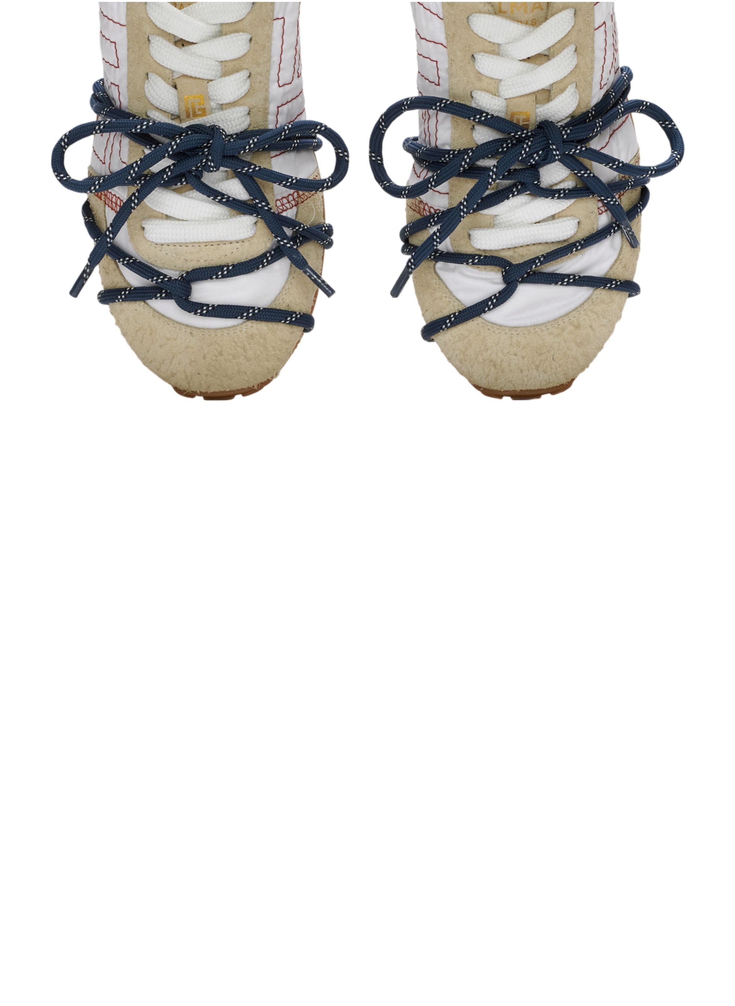 Basket racer 45 en nylon et cuir suédé BALMAIN Beige