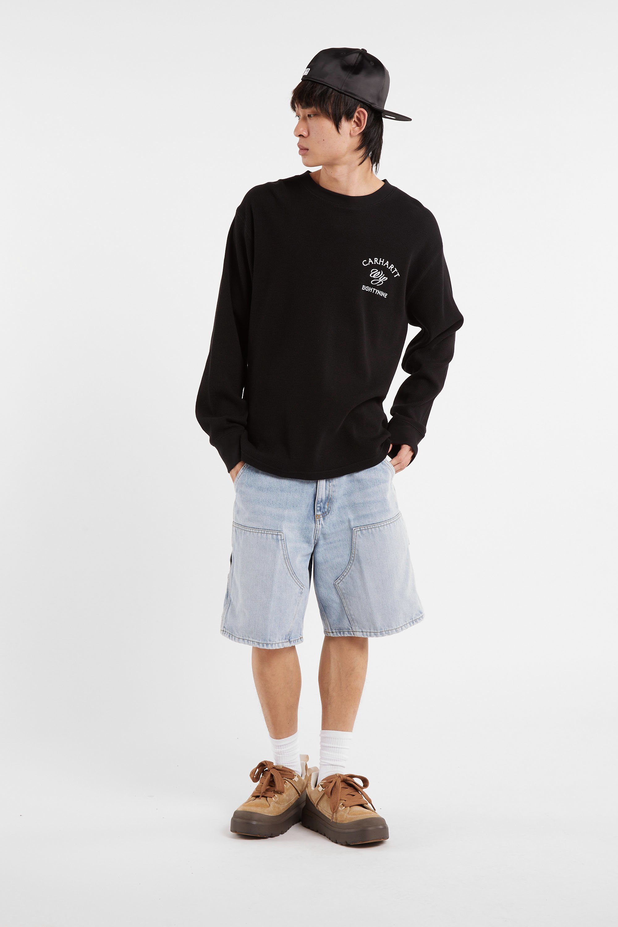 T-shirt l/s eightynine waffle t-shirt CARHARTT WIP Noir