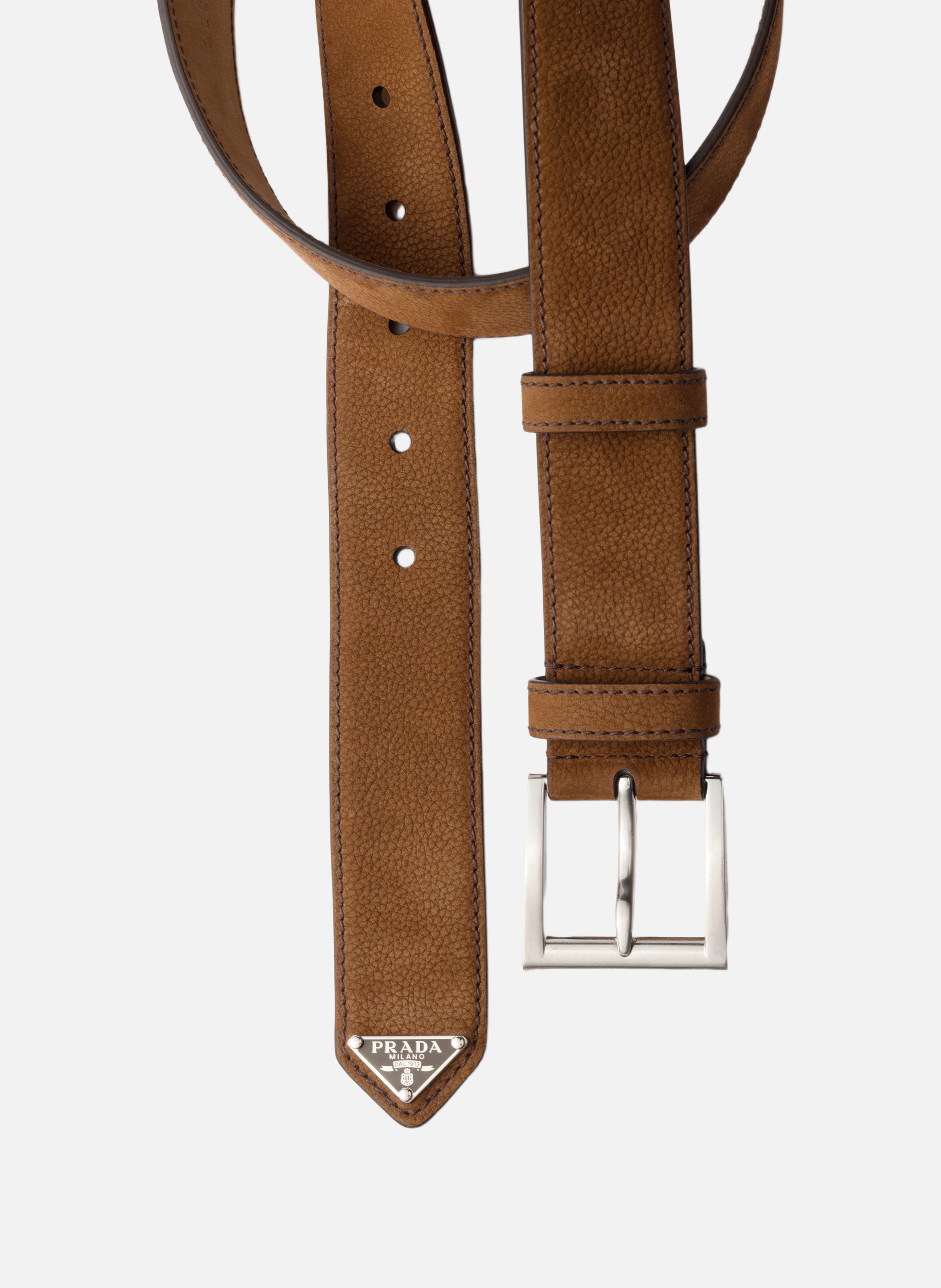 Ceinture en cuir nubuck PRADA Marron
