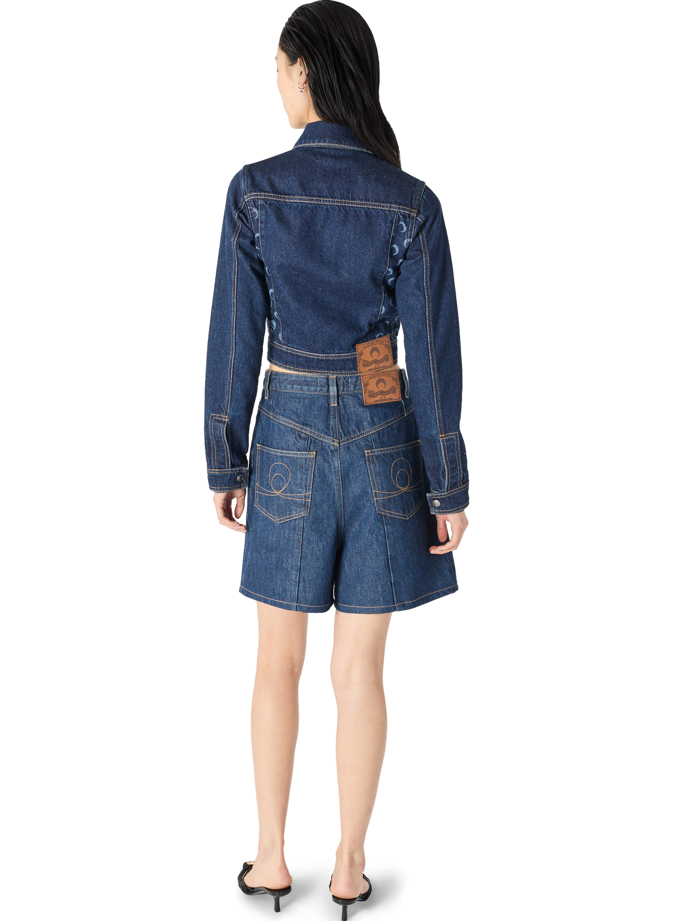 Veste trucker zippée en jean bleu nuit MARINE SERRE Blauw