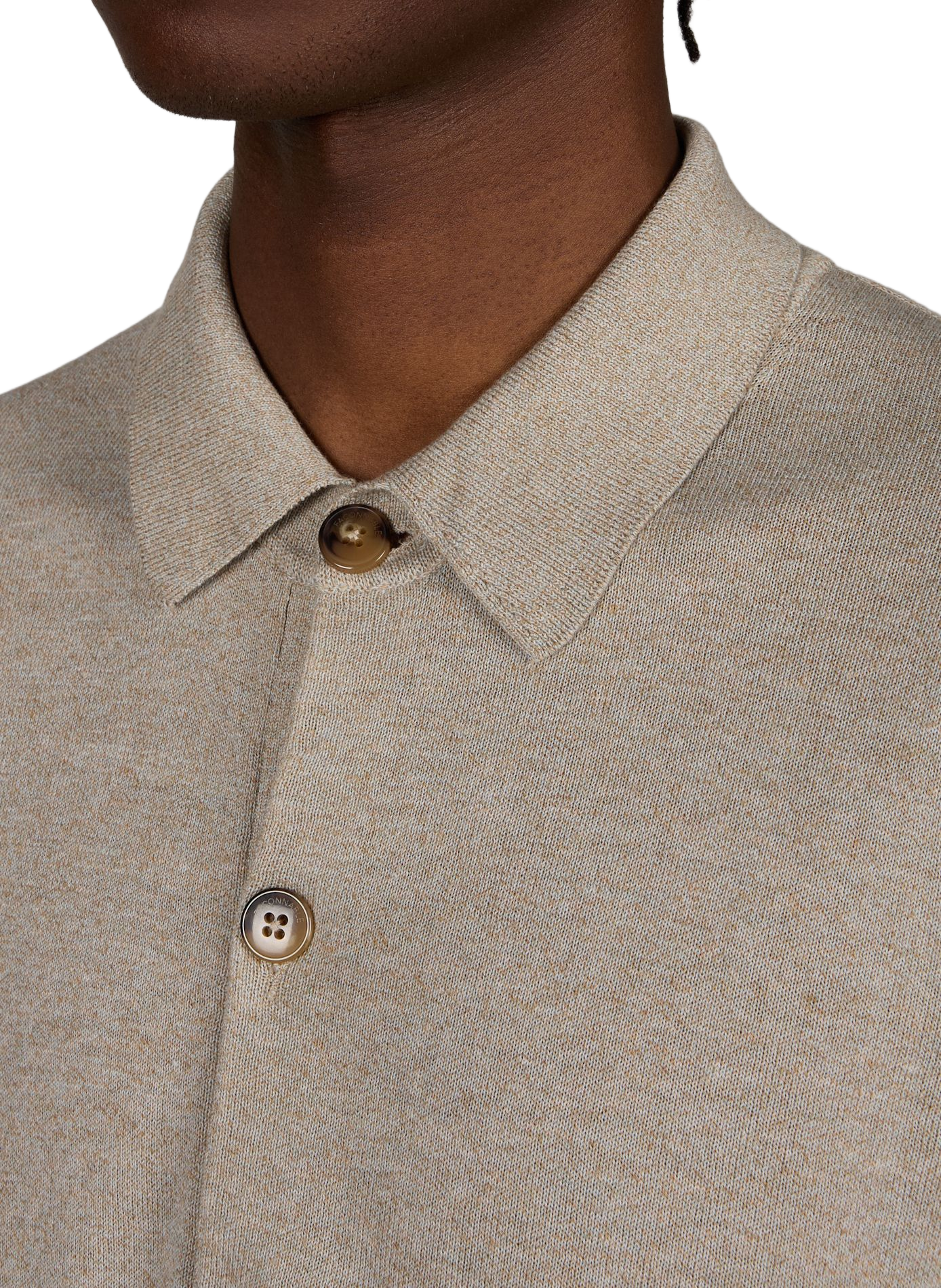 Classic V-neck cotton knit cardigan FACONNABLE Beige
