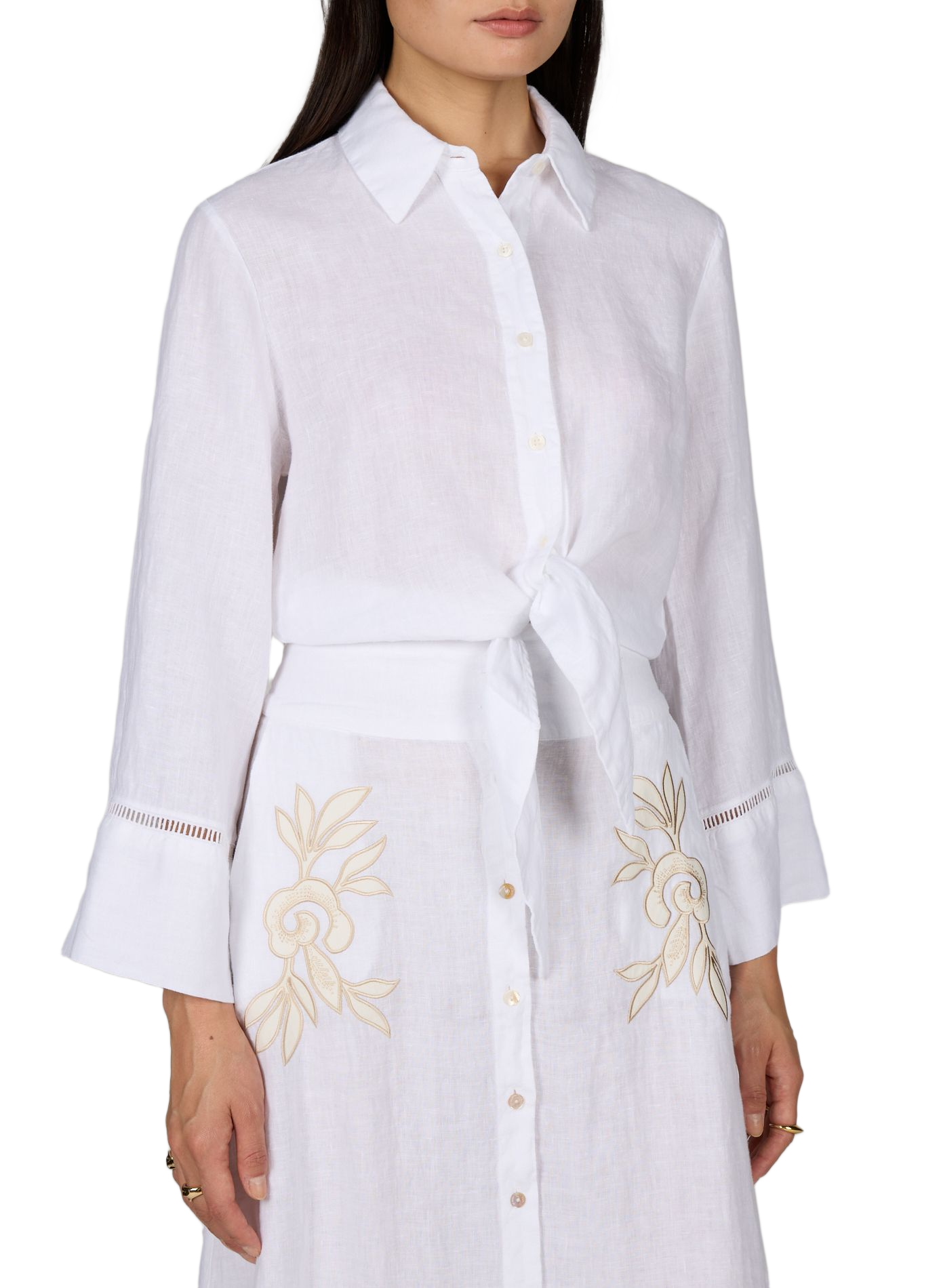 Korte linnen blouse van Mrs Mika MR MOOD Wit