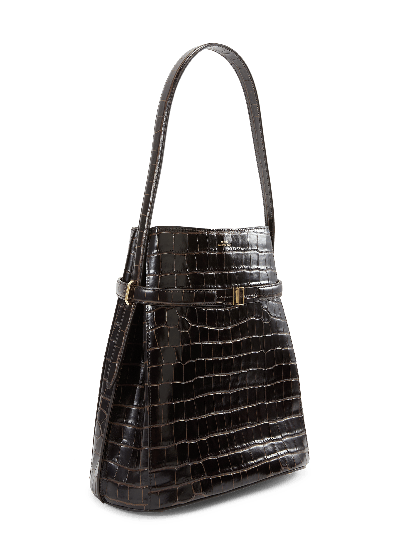 Cow leather crocodile effect bucket bag TOTEME Brown
