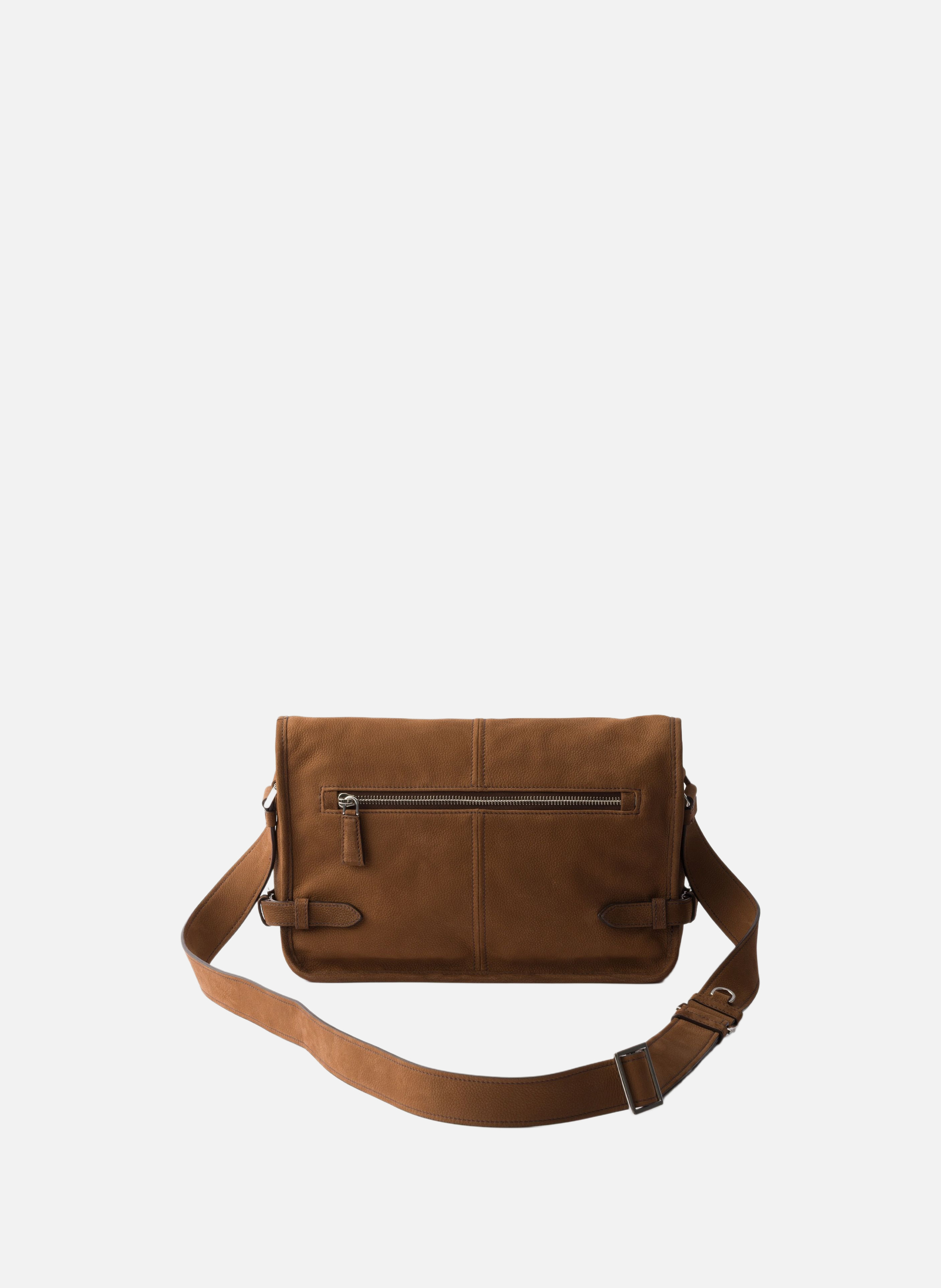 Sac à bandoulière en cuir nubuck PRADA Marron