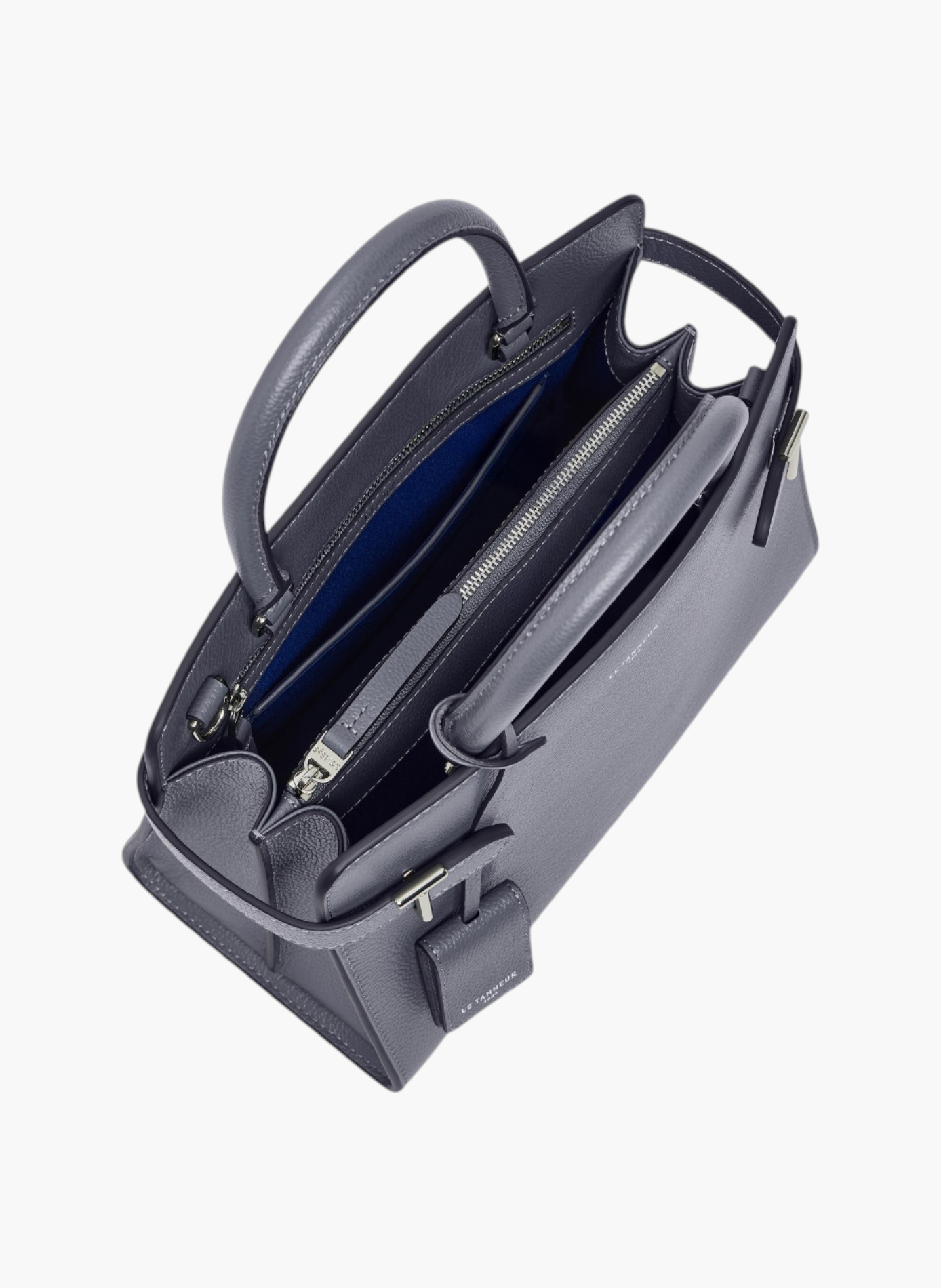 Sac à main moyen modèle emilie en cuir grainé LE TANNEUR Bleu