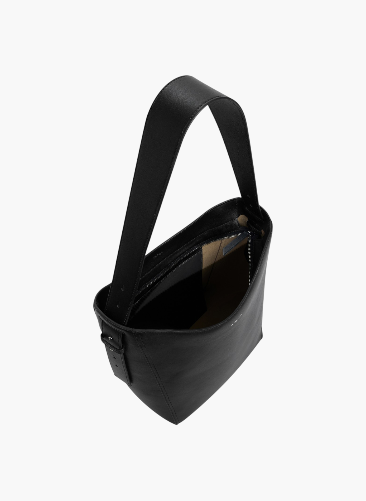 Sac hobo moyen modèle céleste en cuir lisse LE TANNEUR Noir