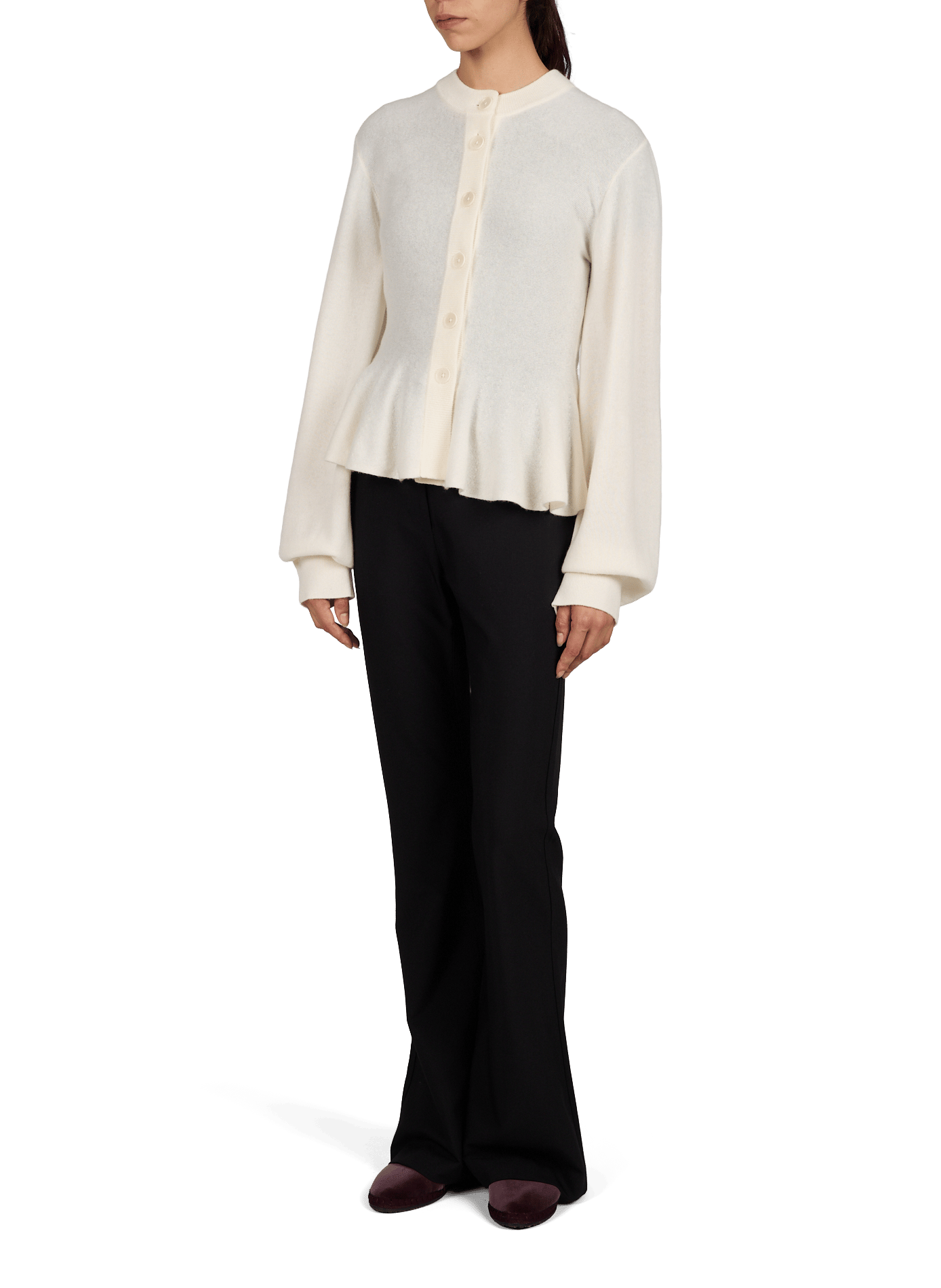Cardigan cintré en laine mélangé ROTATE Beige