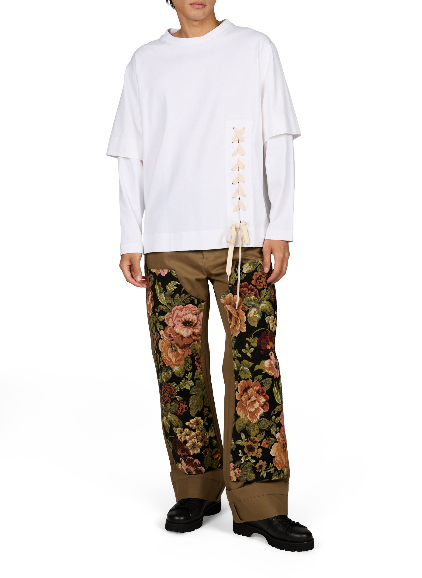 Ruim T-shirt met katoenen veters. SIMONE ROCHA Beige