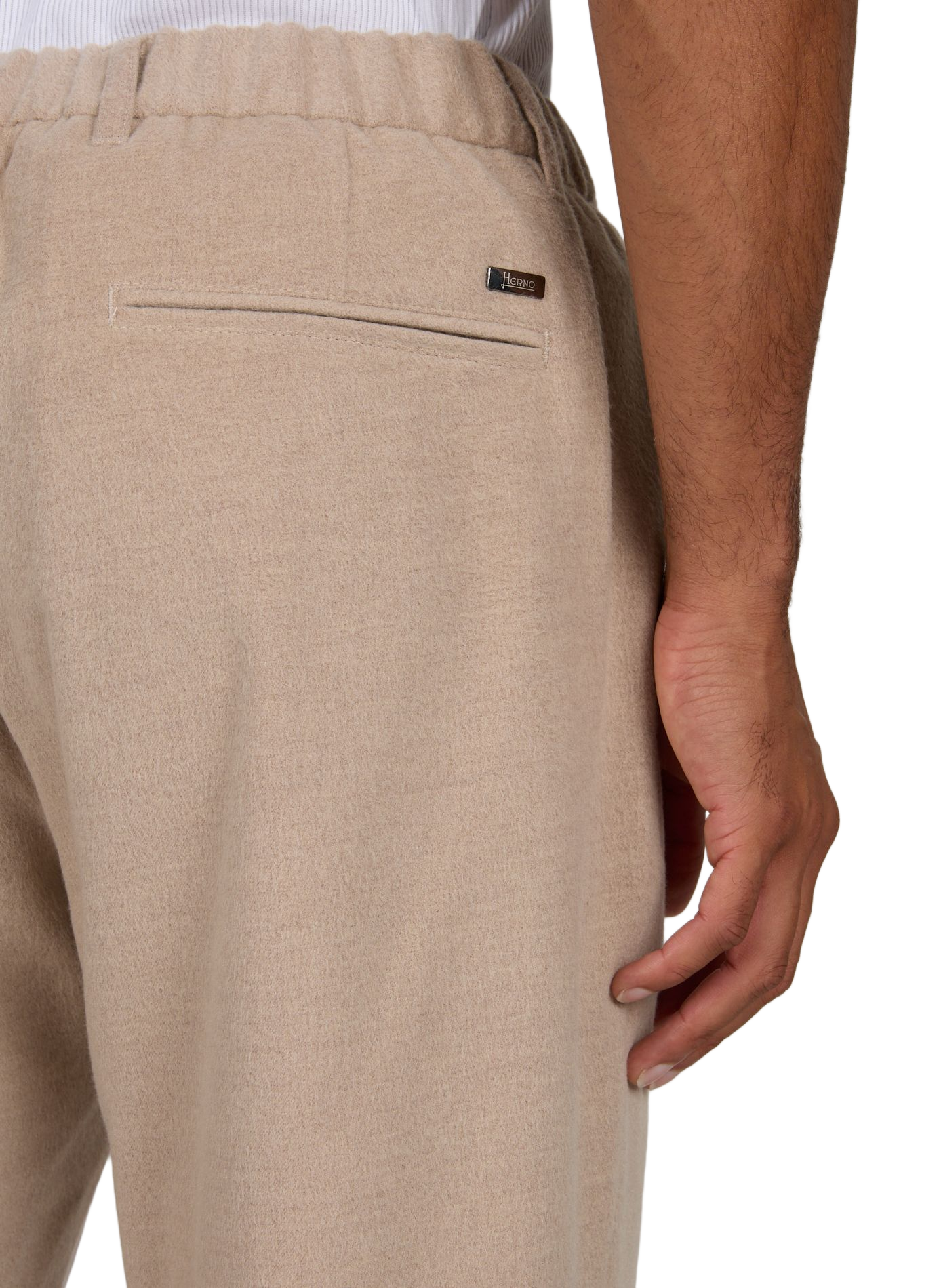 Pantalon droit effet duveteux HERNO Beige