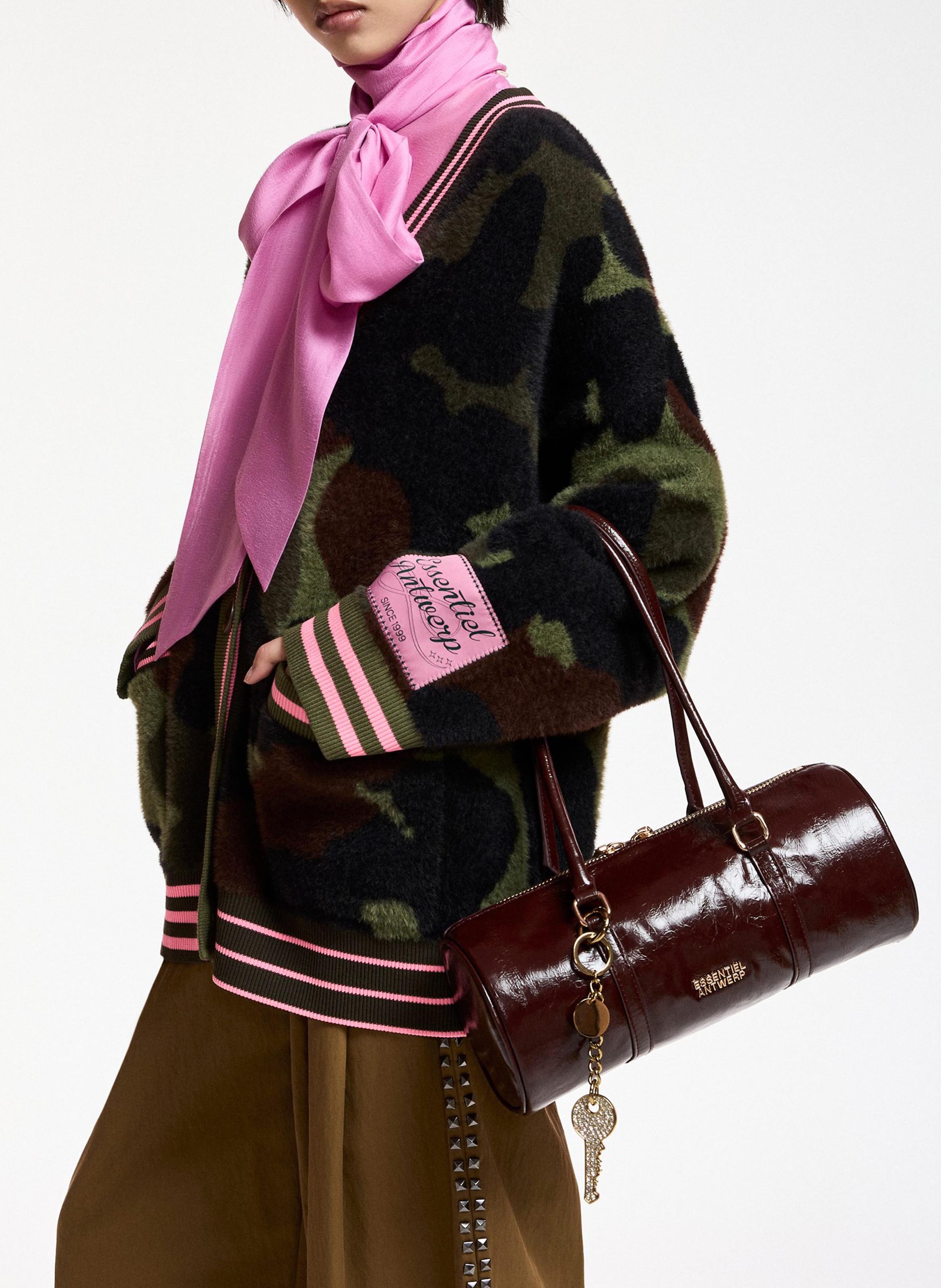 Cardigan ample col v motif camouflage kamoo ESSENTIEL ANTWERP Vert