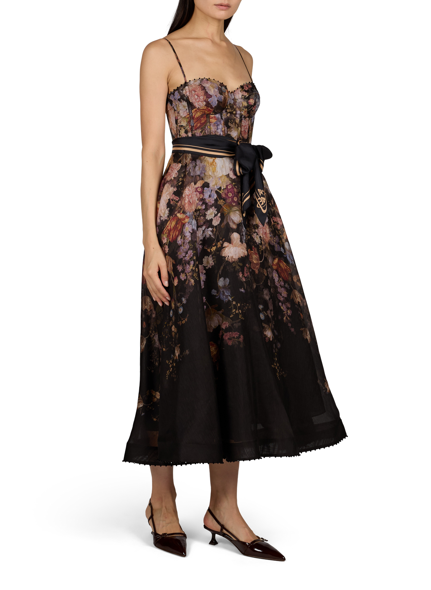 Robe corset imprimée fleuri ZIMMERMANN Noir