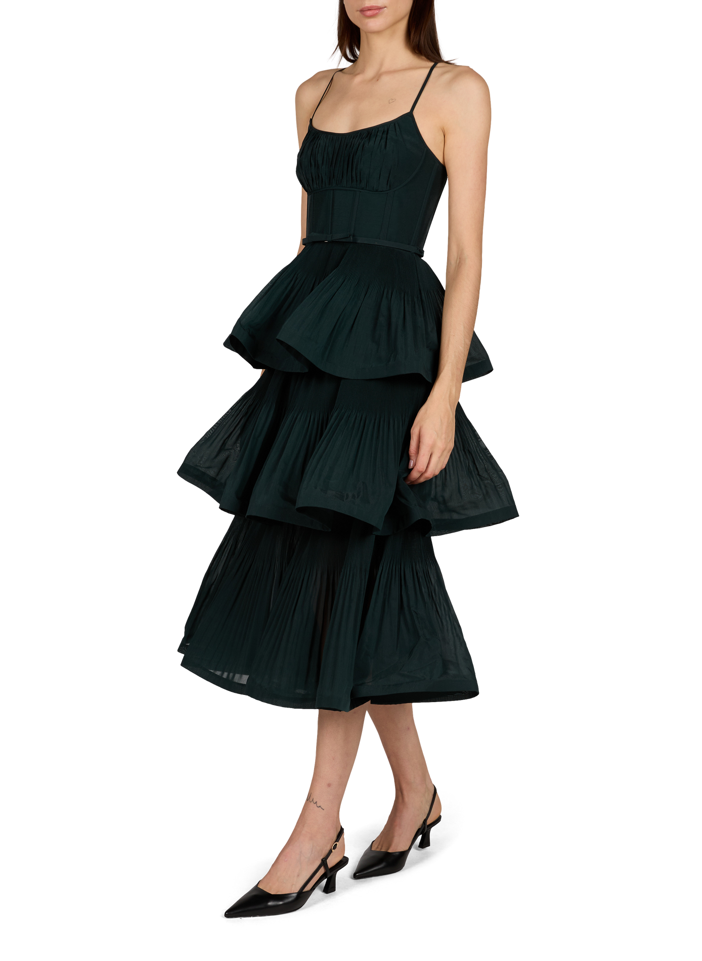 Pleated dress with ruffles ZIMMERMANN Green