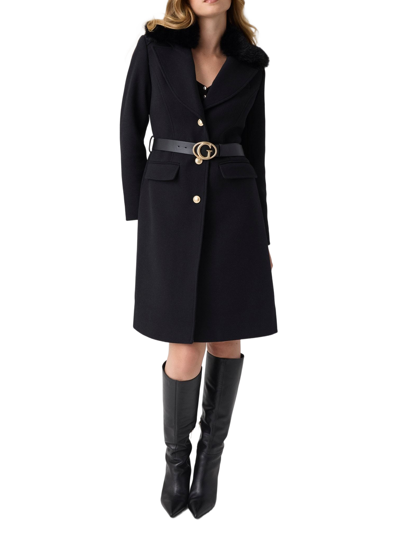 Long belted coat GUESS Black