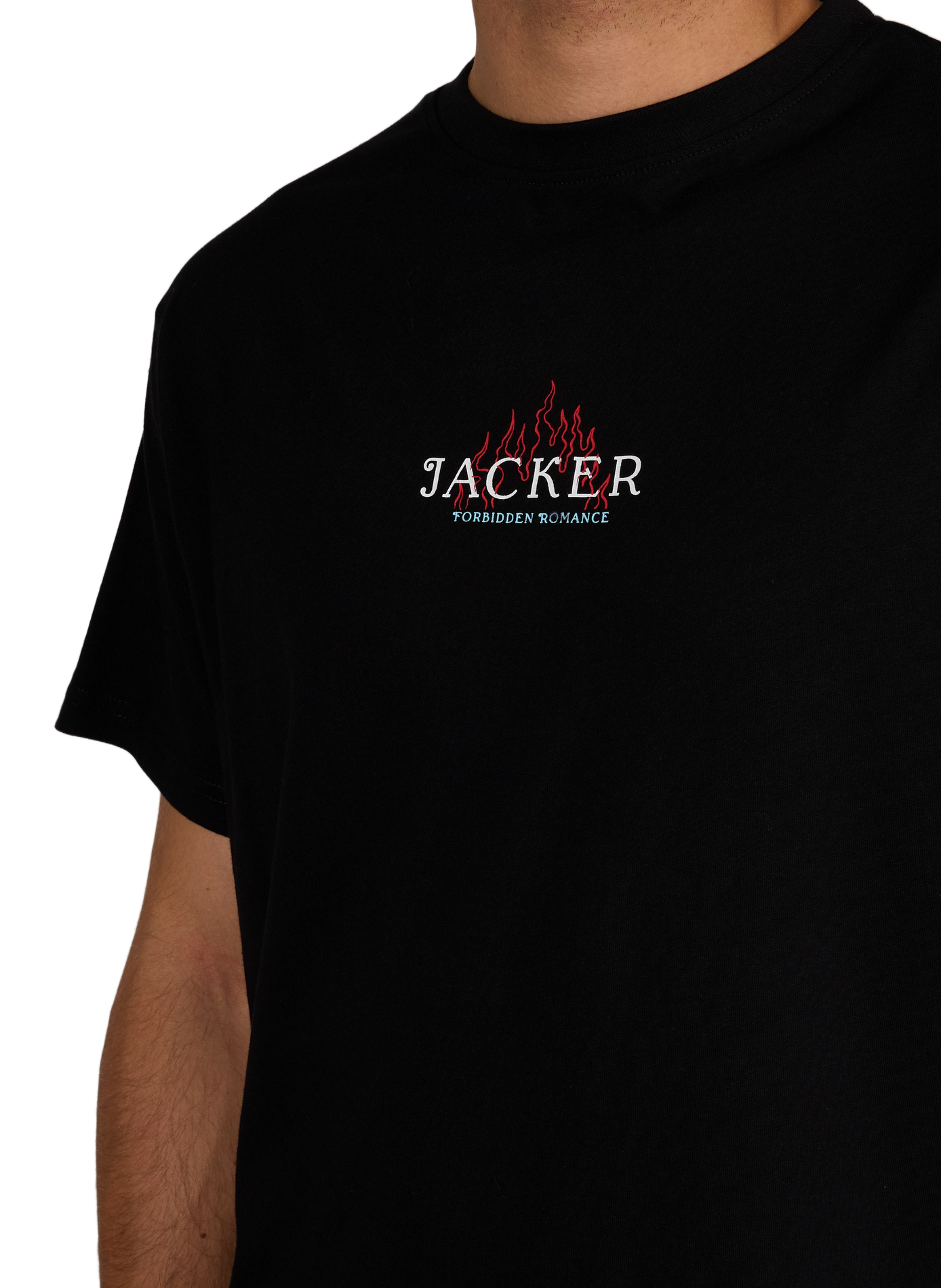 Straight printed cotton t-shirt JACKER. Black