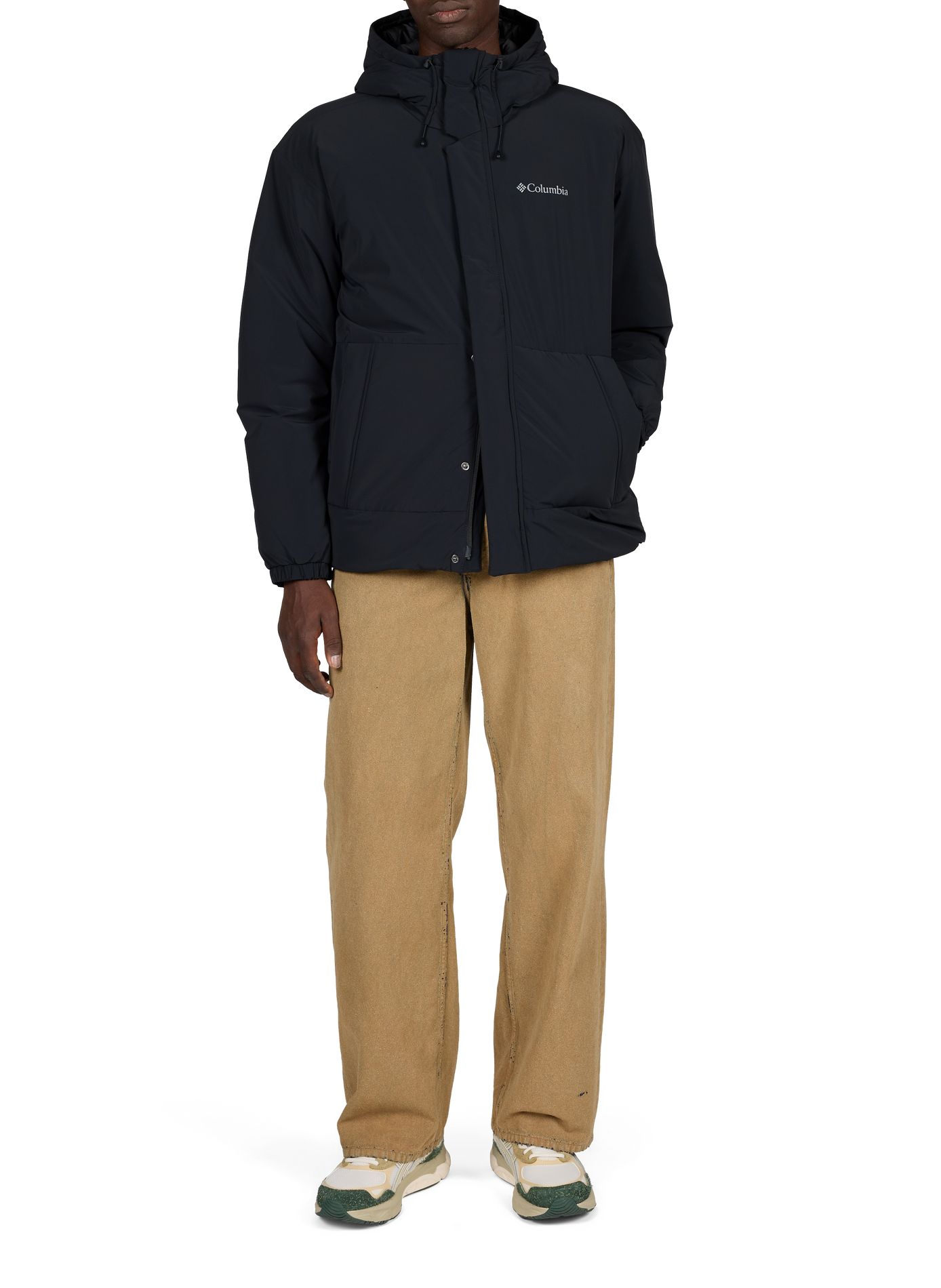 Plain hooded straight parka COLUMBIA Grey