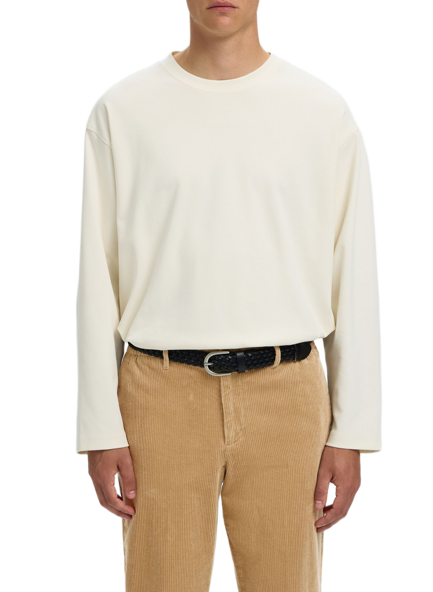 Corduroy cotton blend pants SELECTED Beige