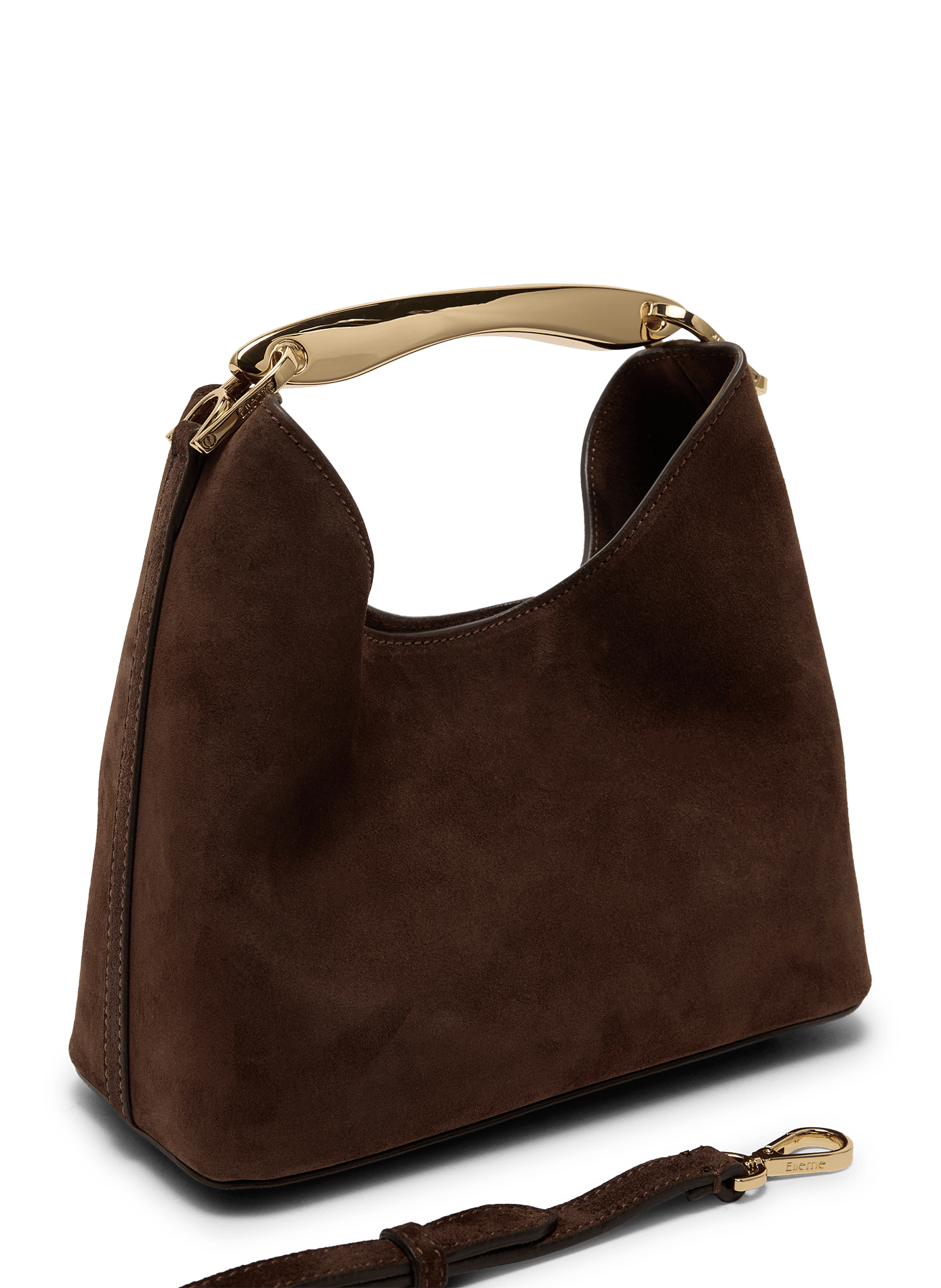 Boomerang-Handtasche aus Veloursleder ELLEME Braun