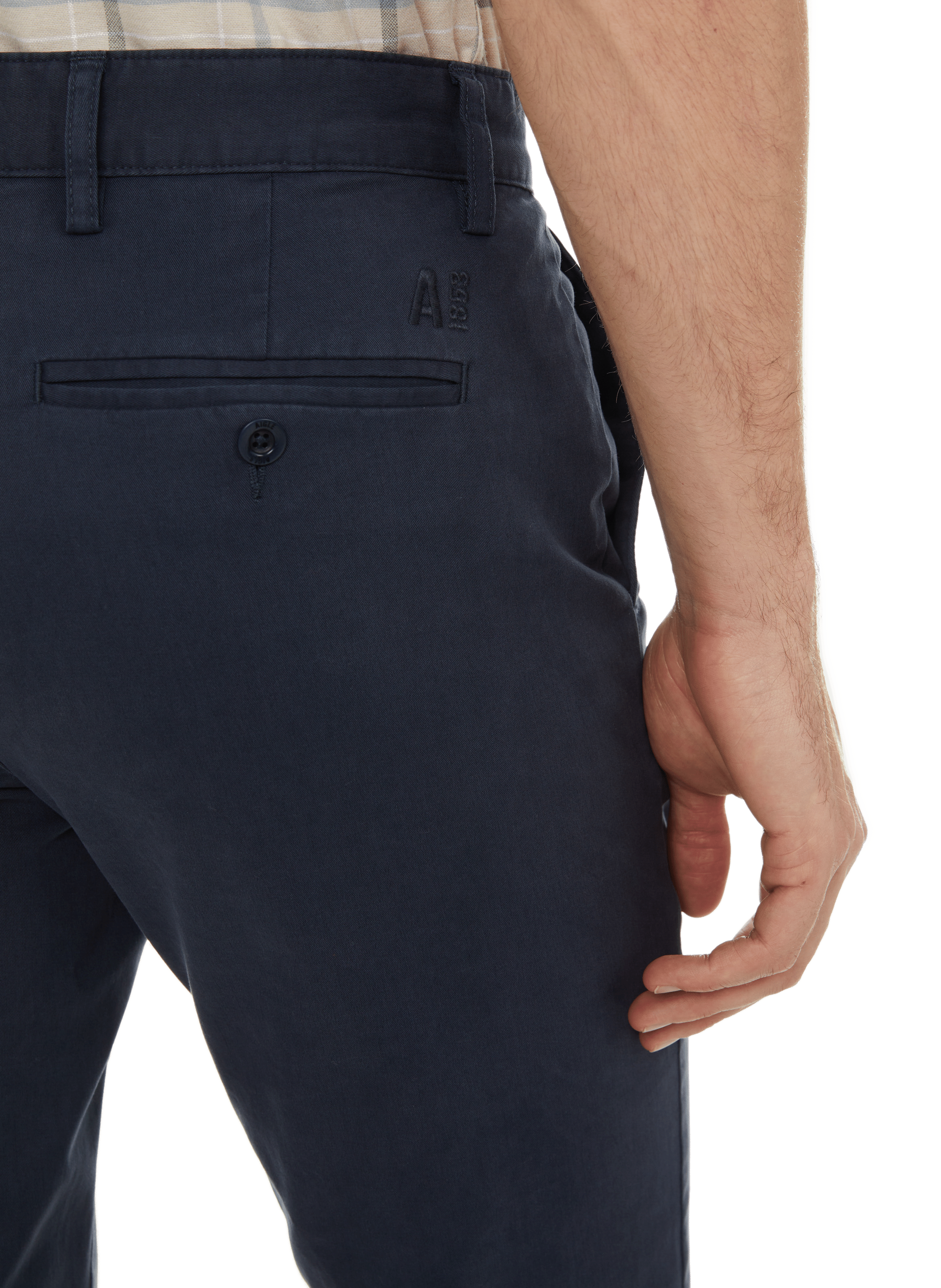 Cotton and linen chino trousers AIGLE Blue