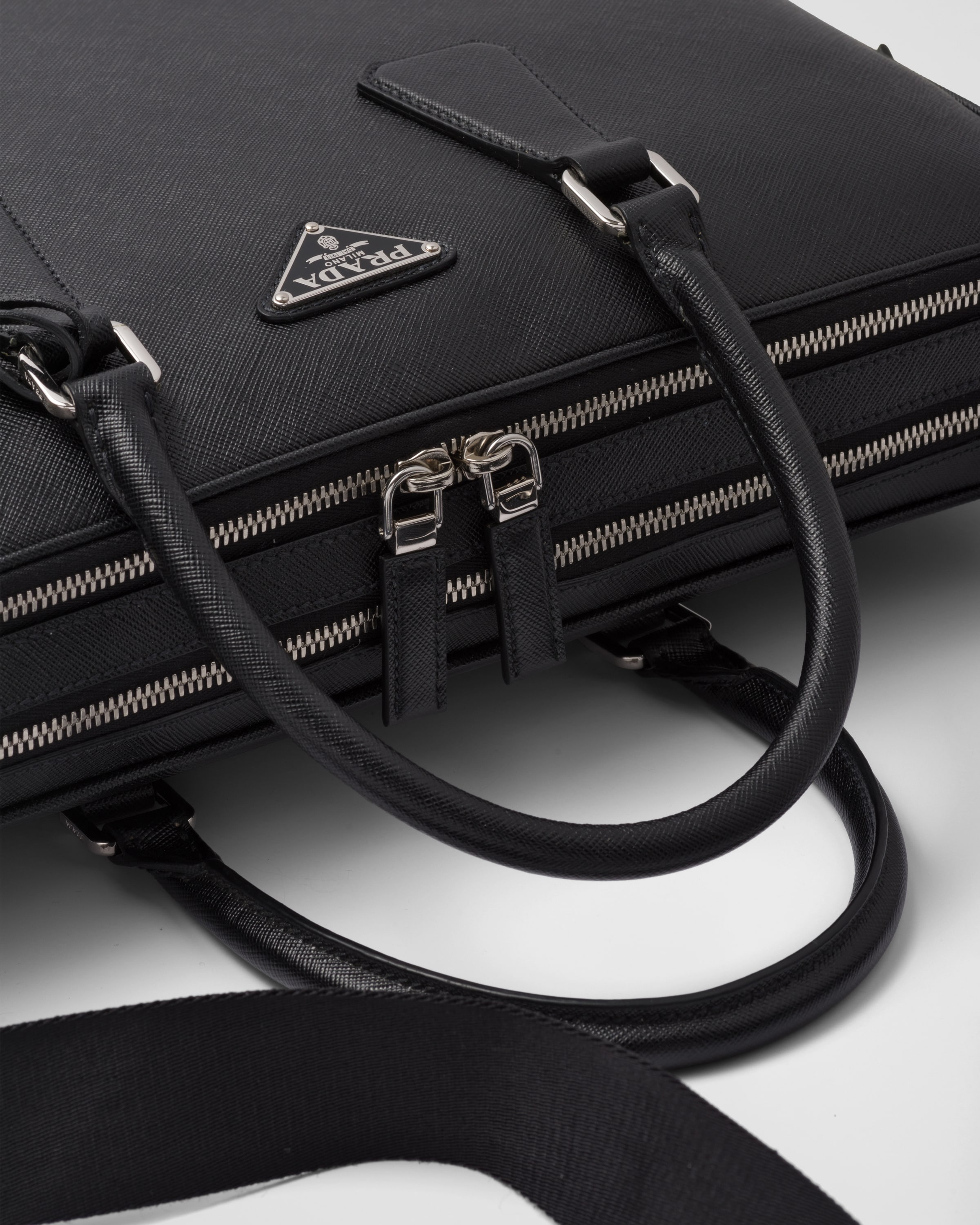 Mallette en cuir saffiano PRADA Noir