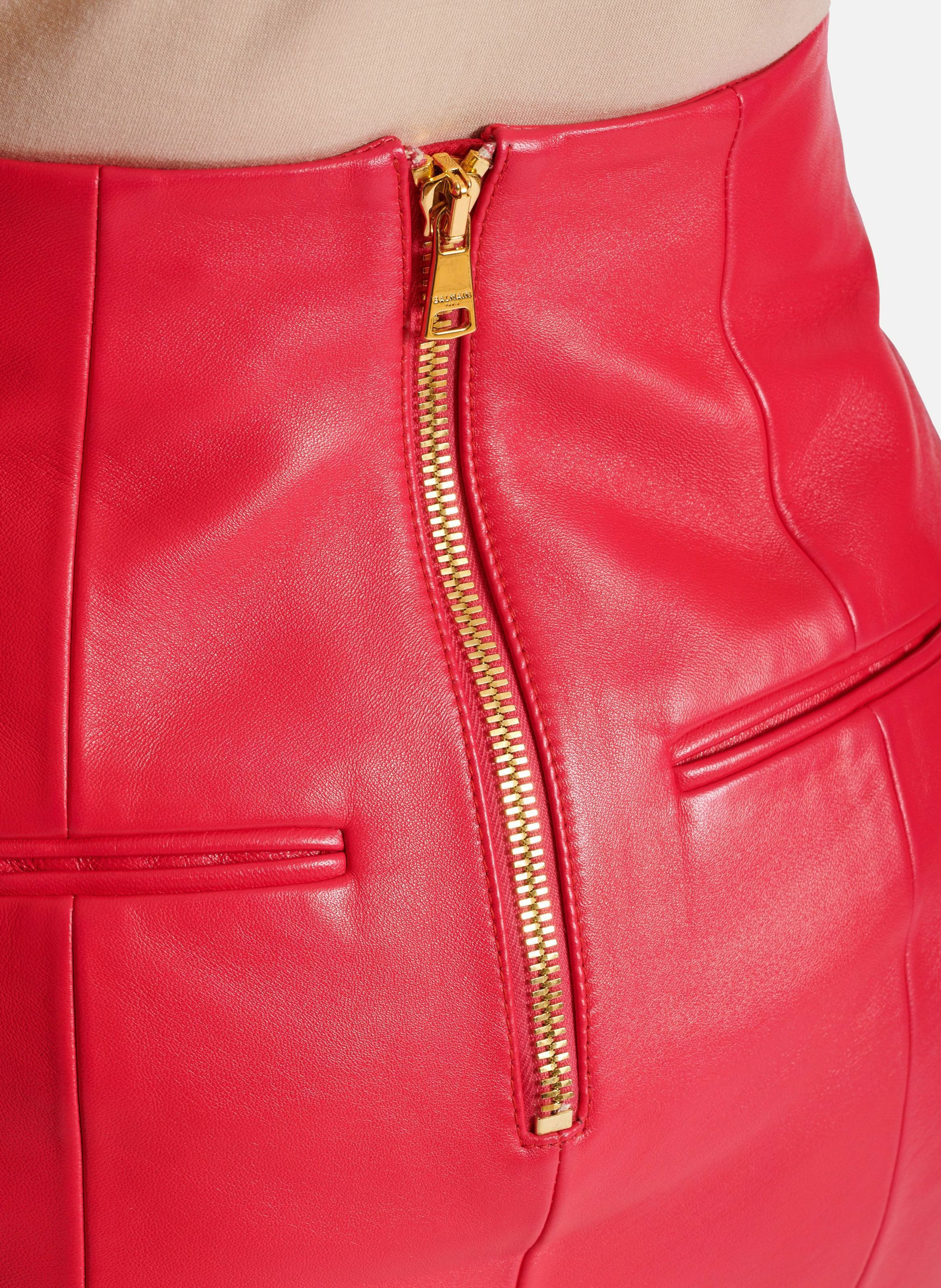 Jupe courte en cuir d'agneau BALMAIN Rose