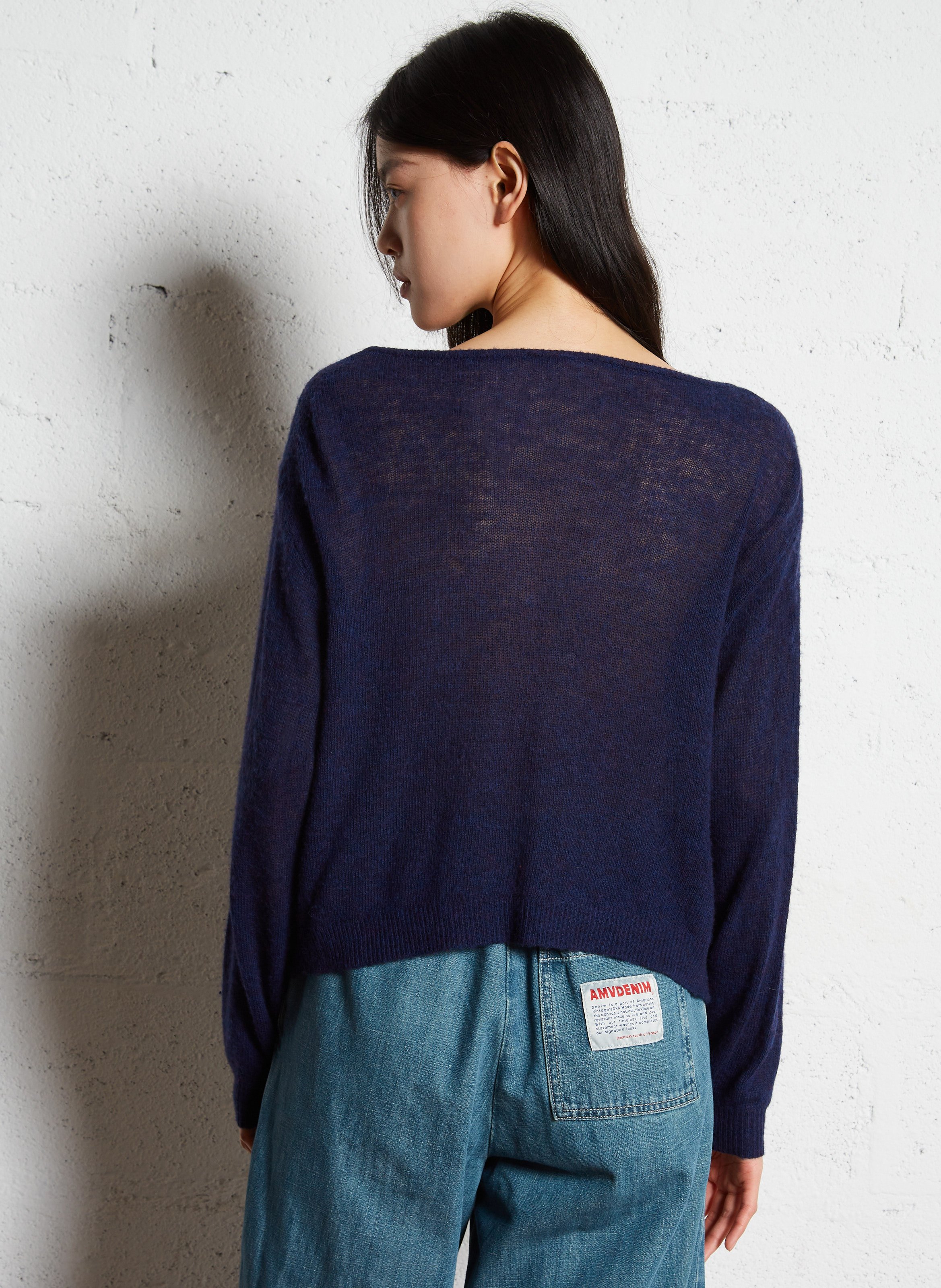 Gilet droit en maille dumy AMERICAN VINTAGE Bleu