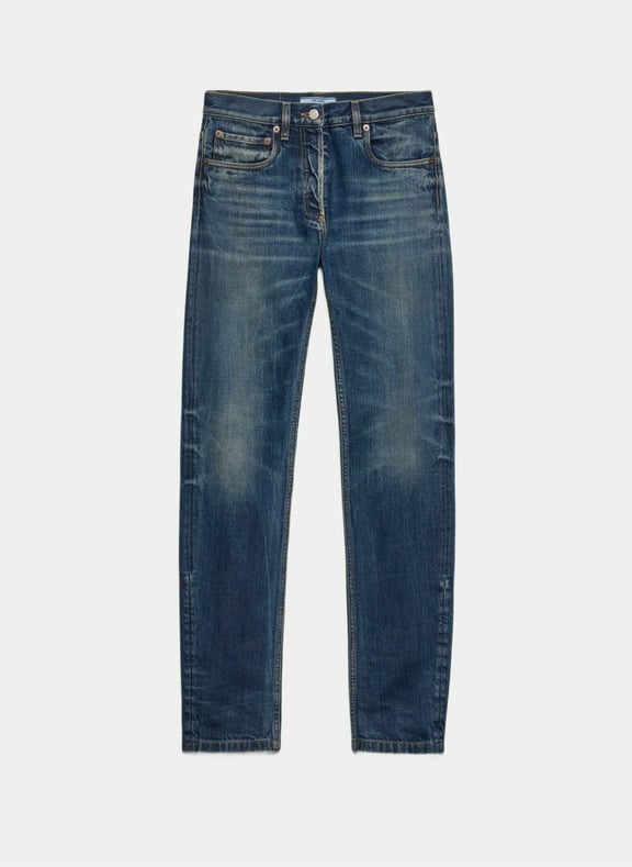Jean en denim selvedge ajusté Bleu by PRADA PRADA Jean en denim selvedge ajusté Bleu